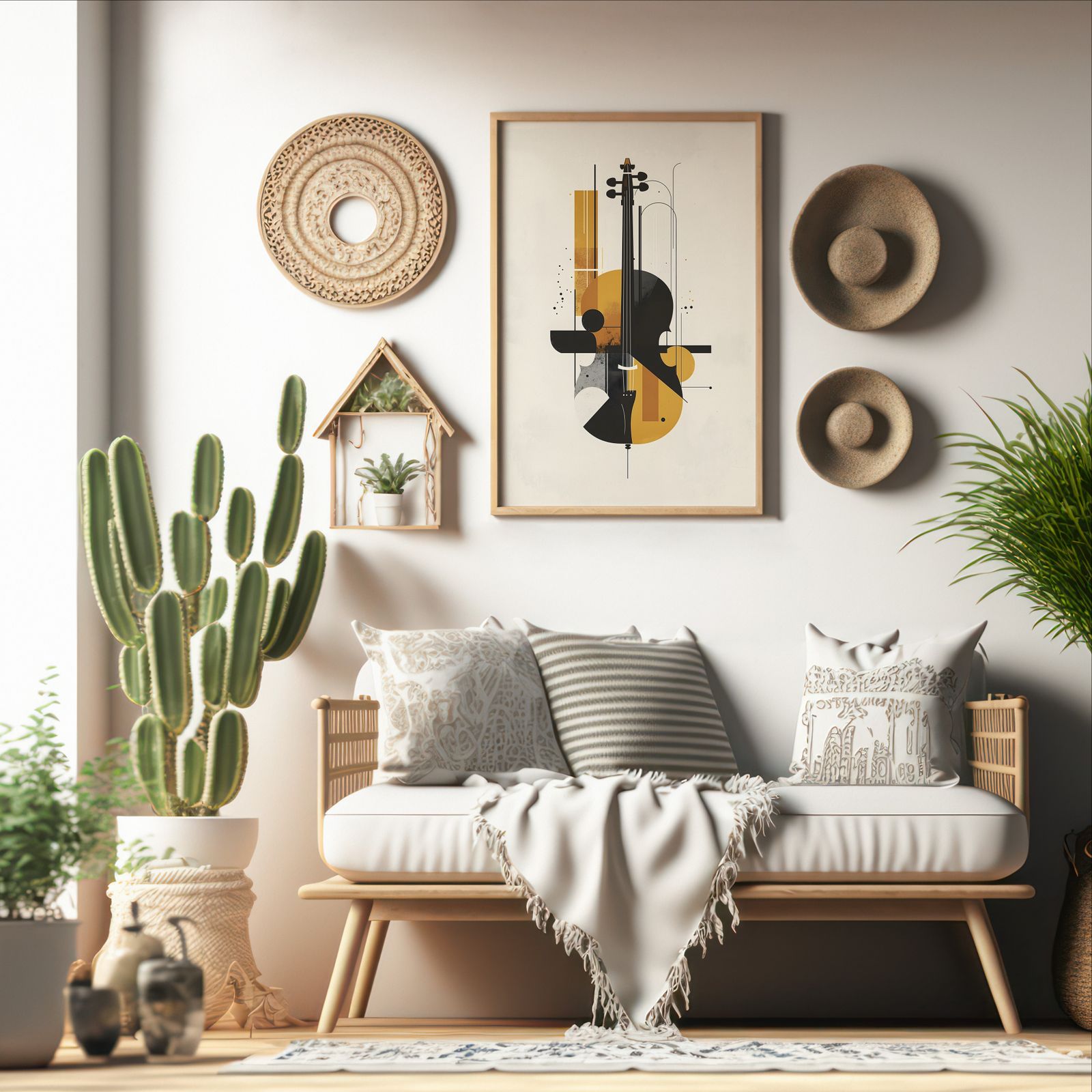 Ensemble: Cello shown in a room — boho mockup