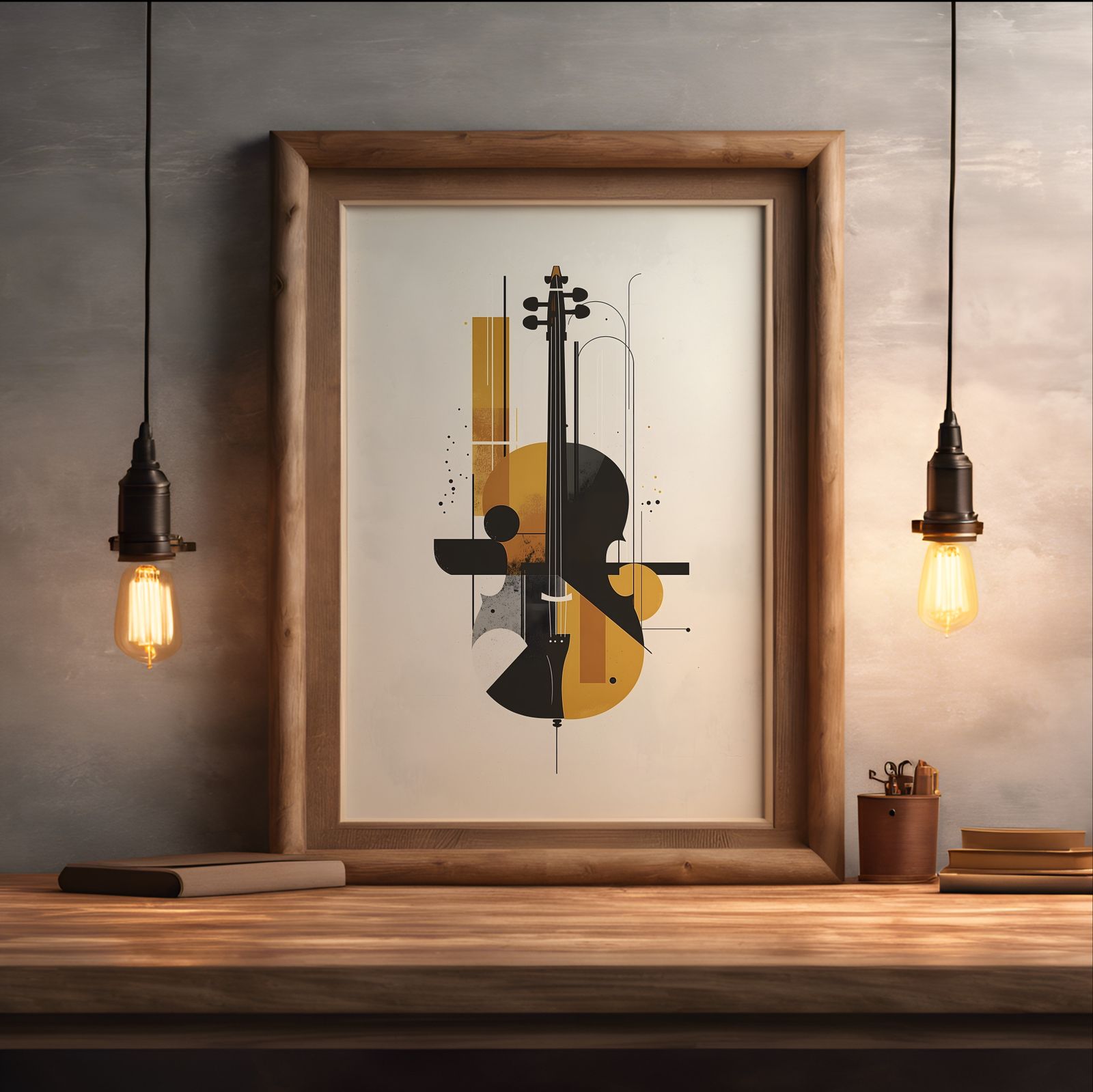 Ensemble: Cello shown in a room — desk mockup