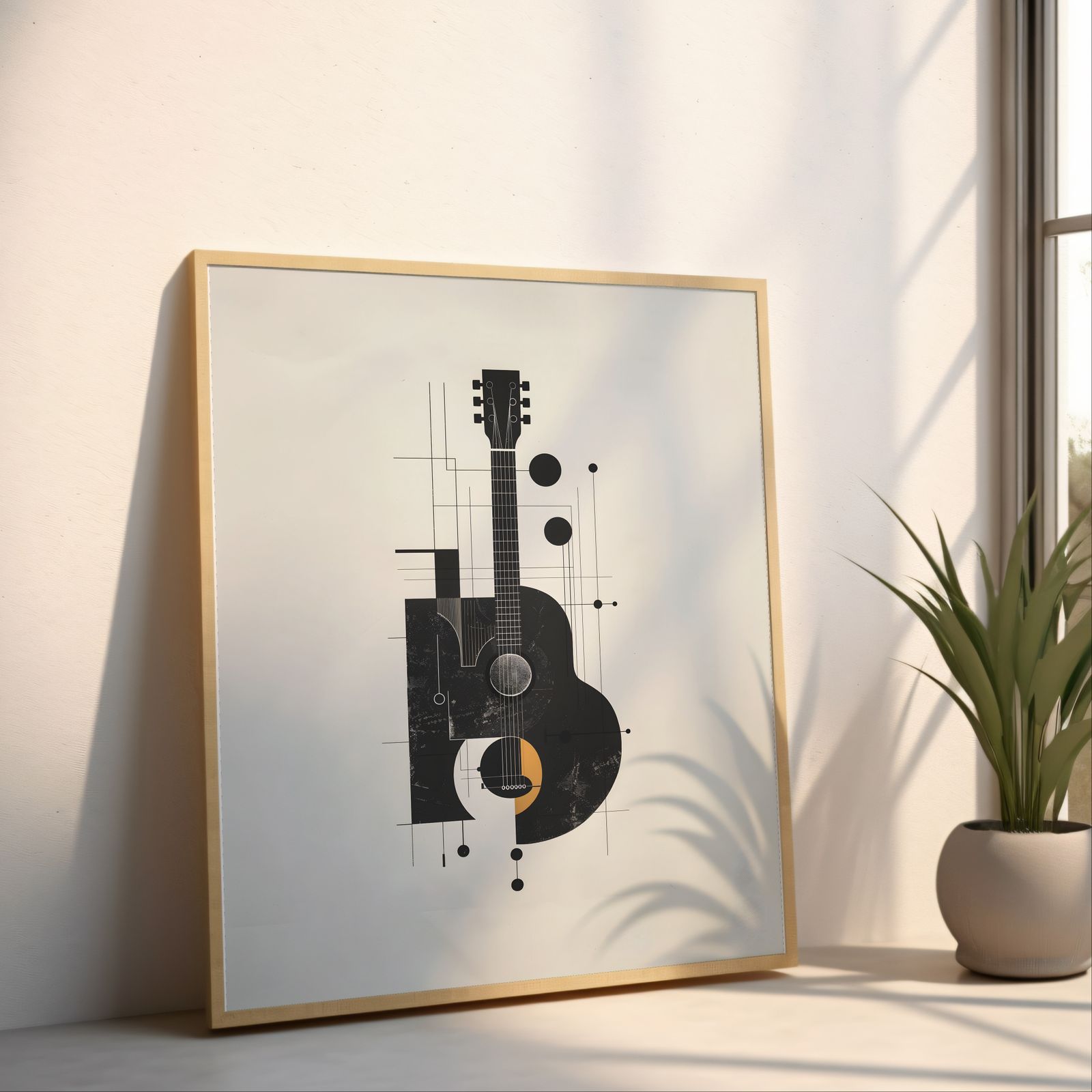Ensemble: Guitar shown in a room — angled mockup