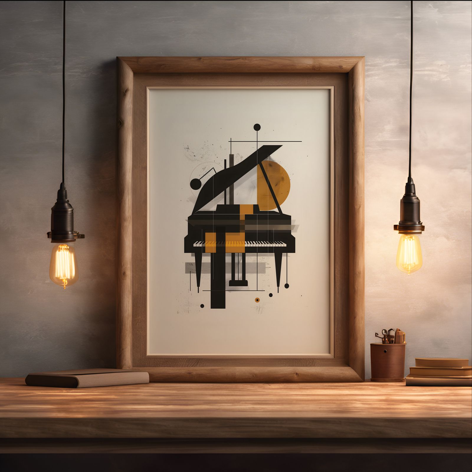 Ensemble: Piano shown in a room — desk mockup