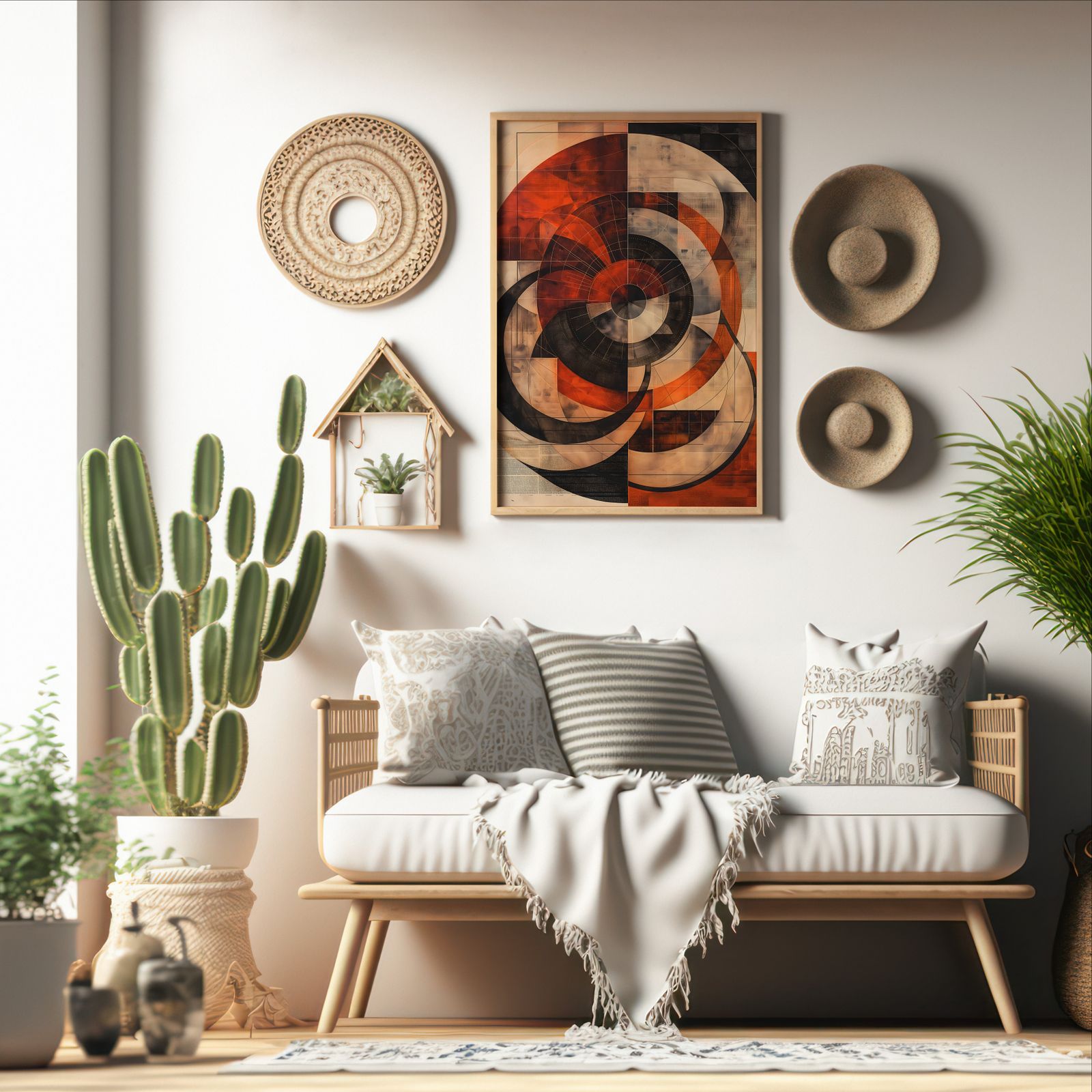 Rotogravure shown in a room — boho mockup