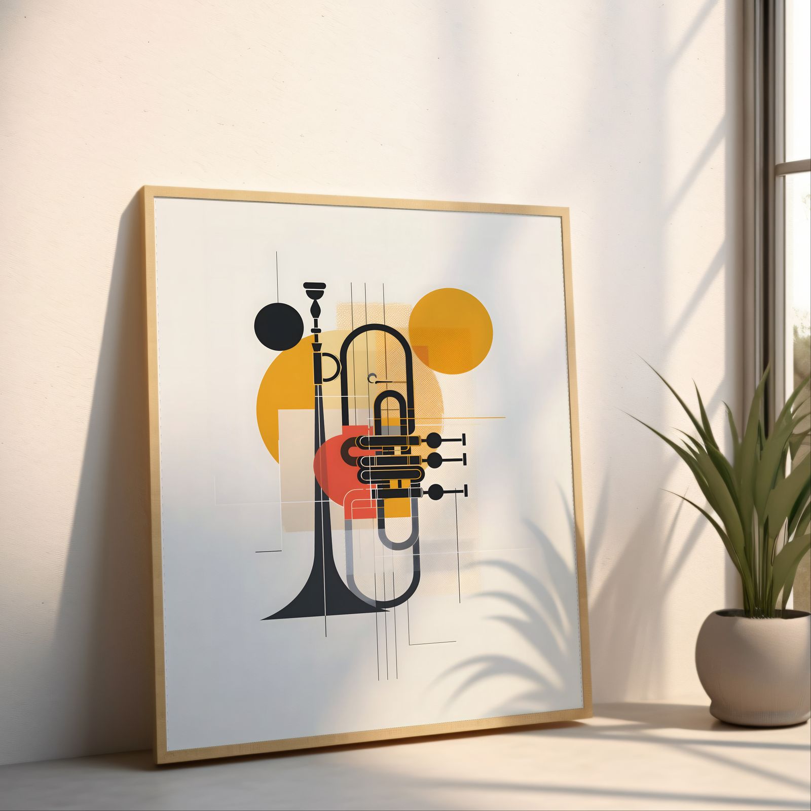 Ensemble: Trumpet shown in a room — angled mockup