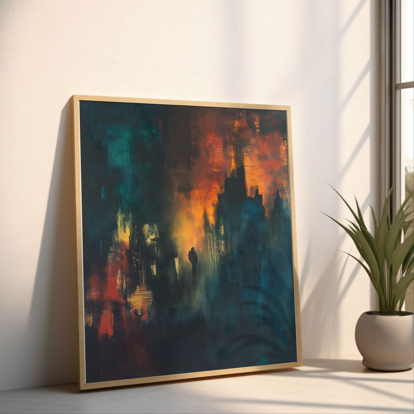 Approaching the City shown in a room — angled mockup