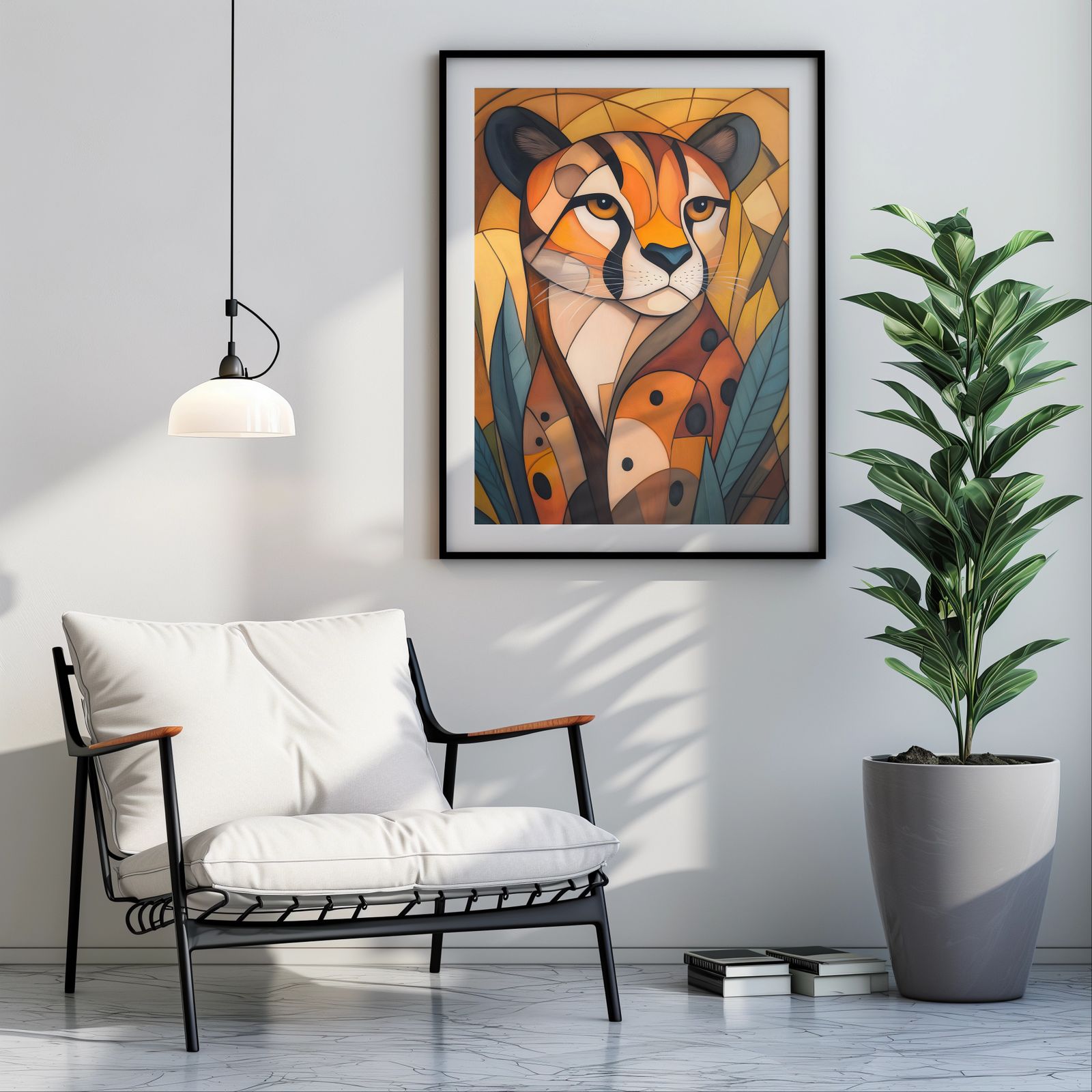 Art Deco Cheetah shown in a room — room mockup