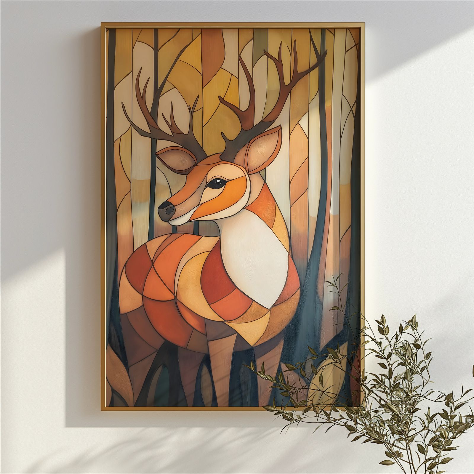 Art Deco Deer shown in a room — branch mockup