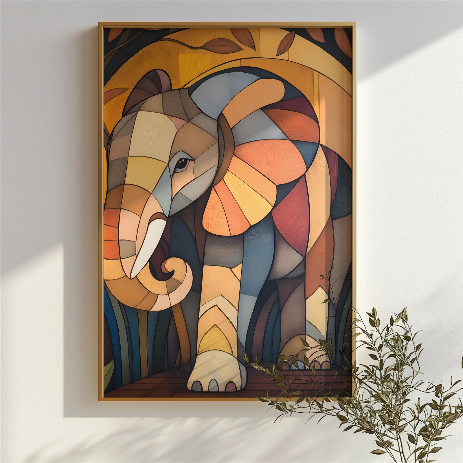 Art Deco Elephant shown in a room — branch mockup