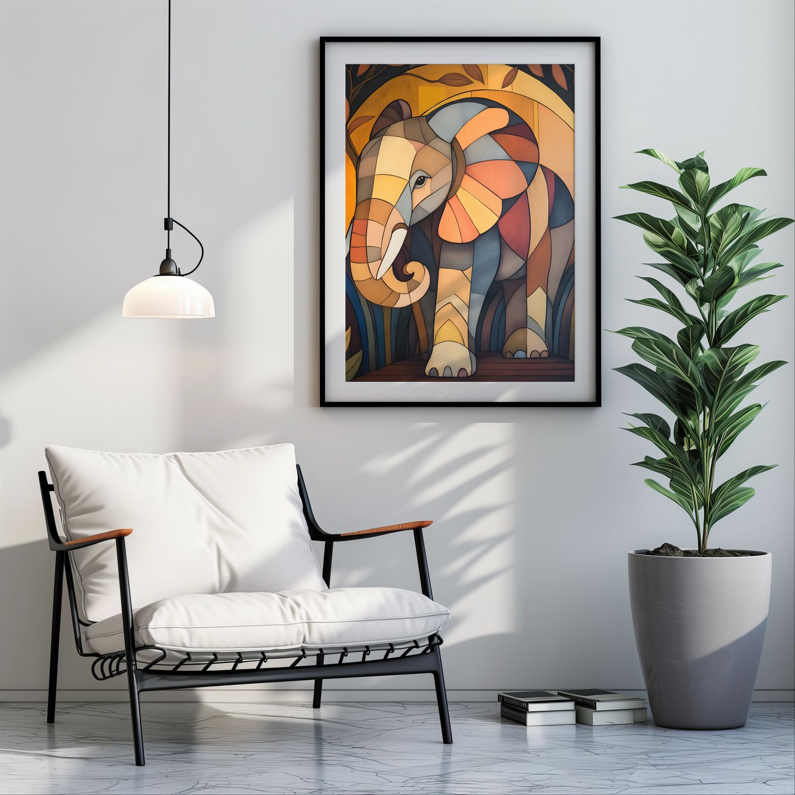 Art Deco Elephant shown in a room — room mockup
