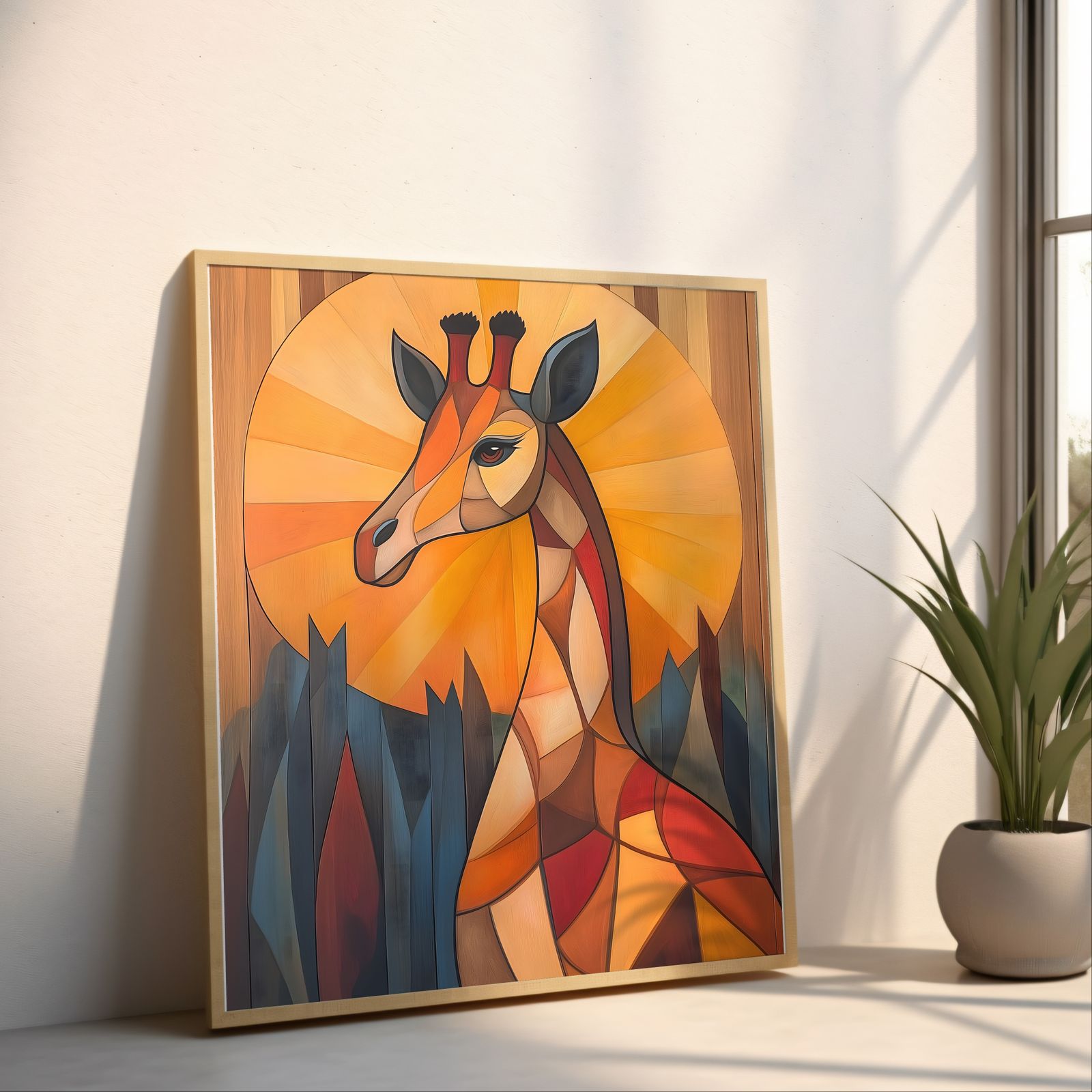 Art Deco Giraffe shown in a room — angled mockup