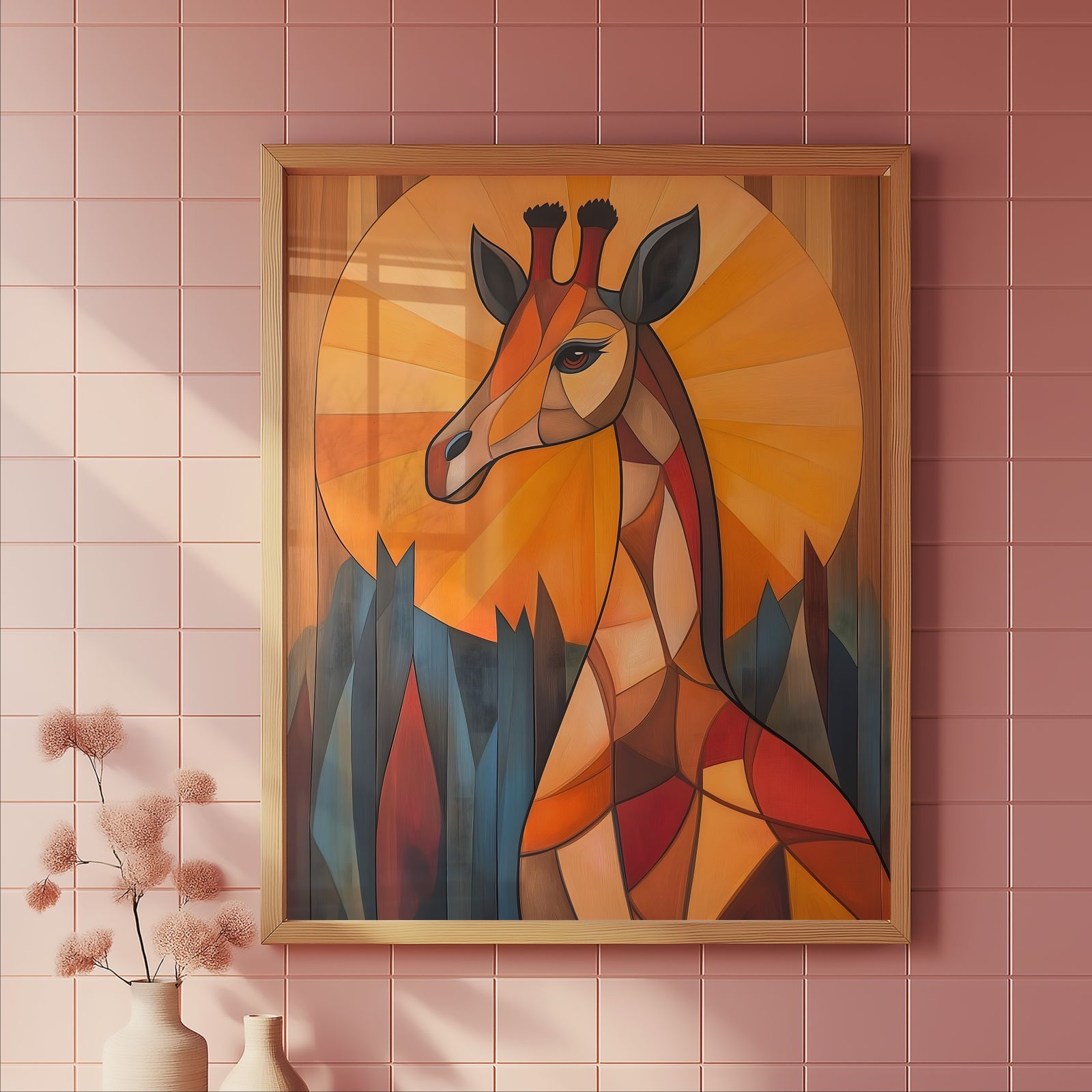 Art Deco Giraffe shown in a room — tile mockup