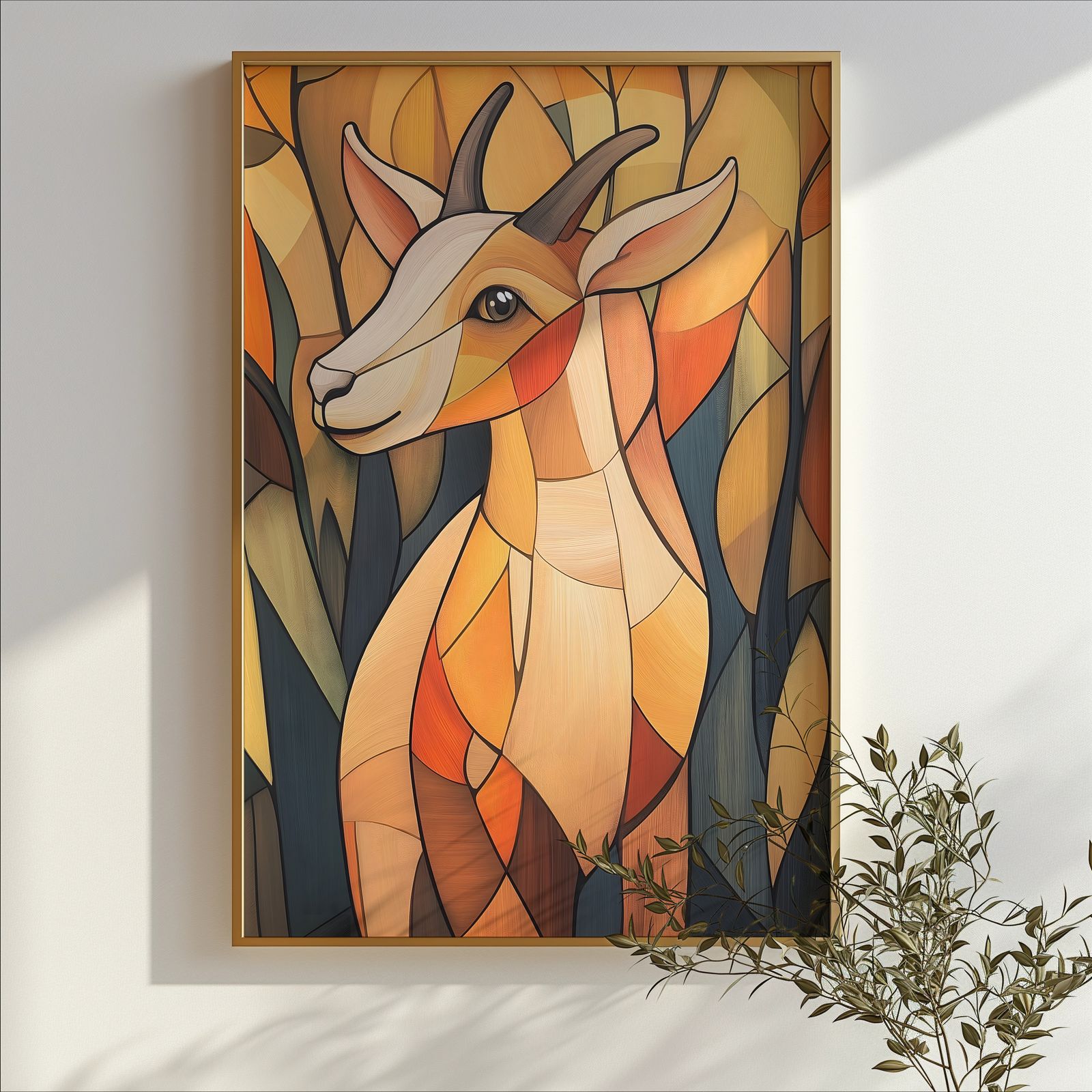Art Deco Goat shown in a room — branch mockup
