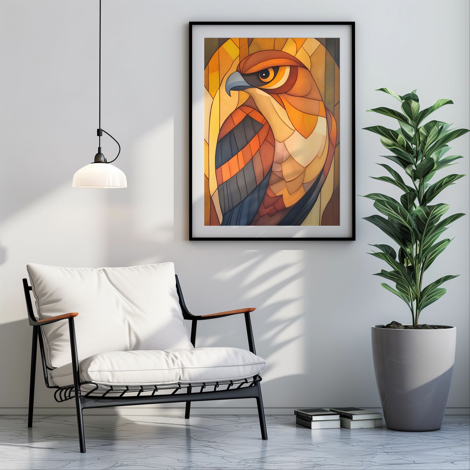 Art Deco Hawk shown in a room — room mockup
