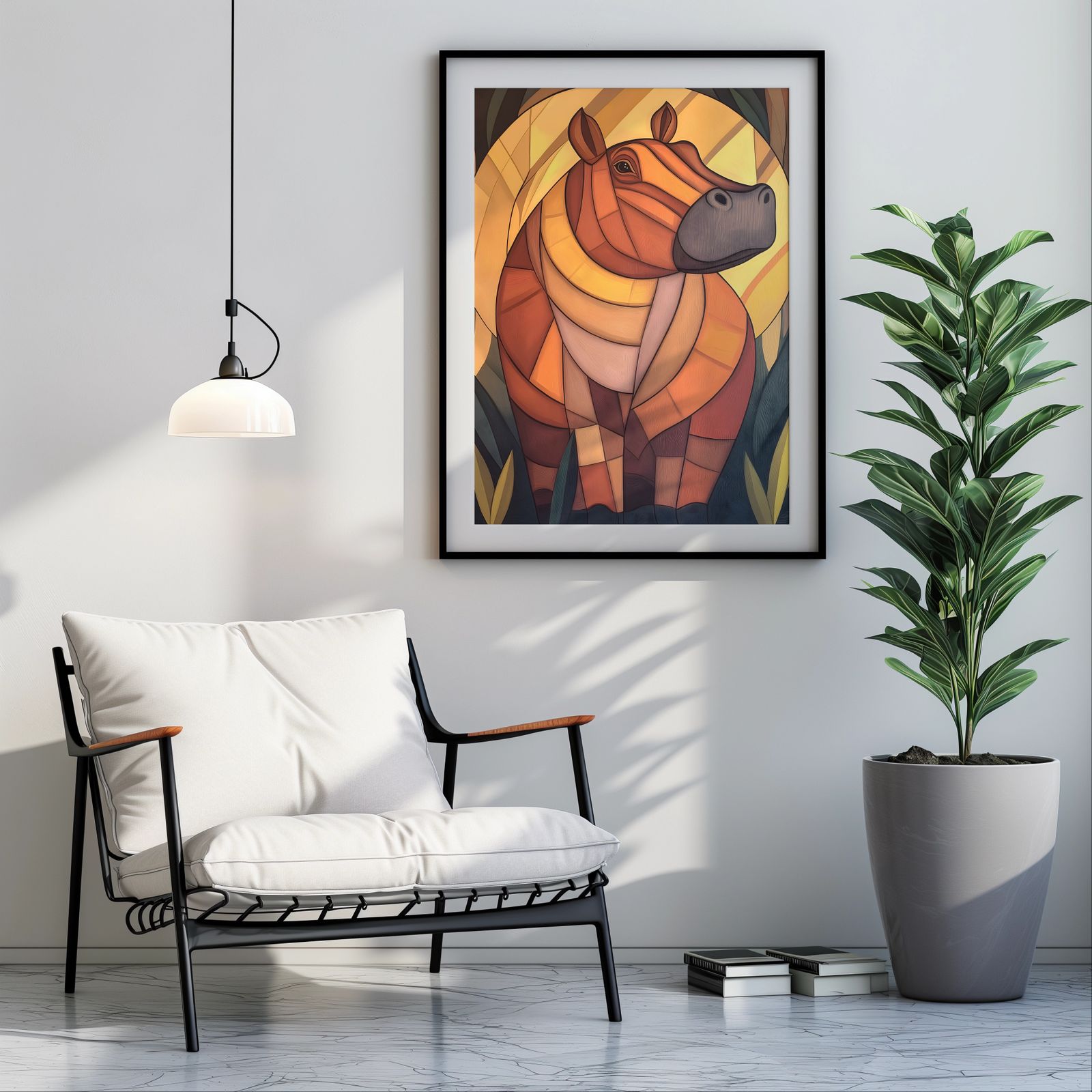 Art Deco Hippo shown in a room — room mockup