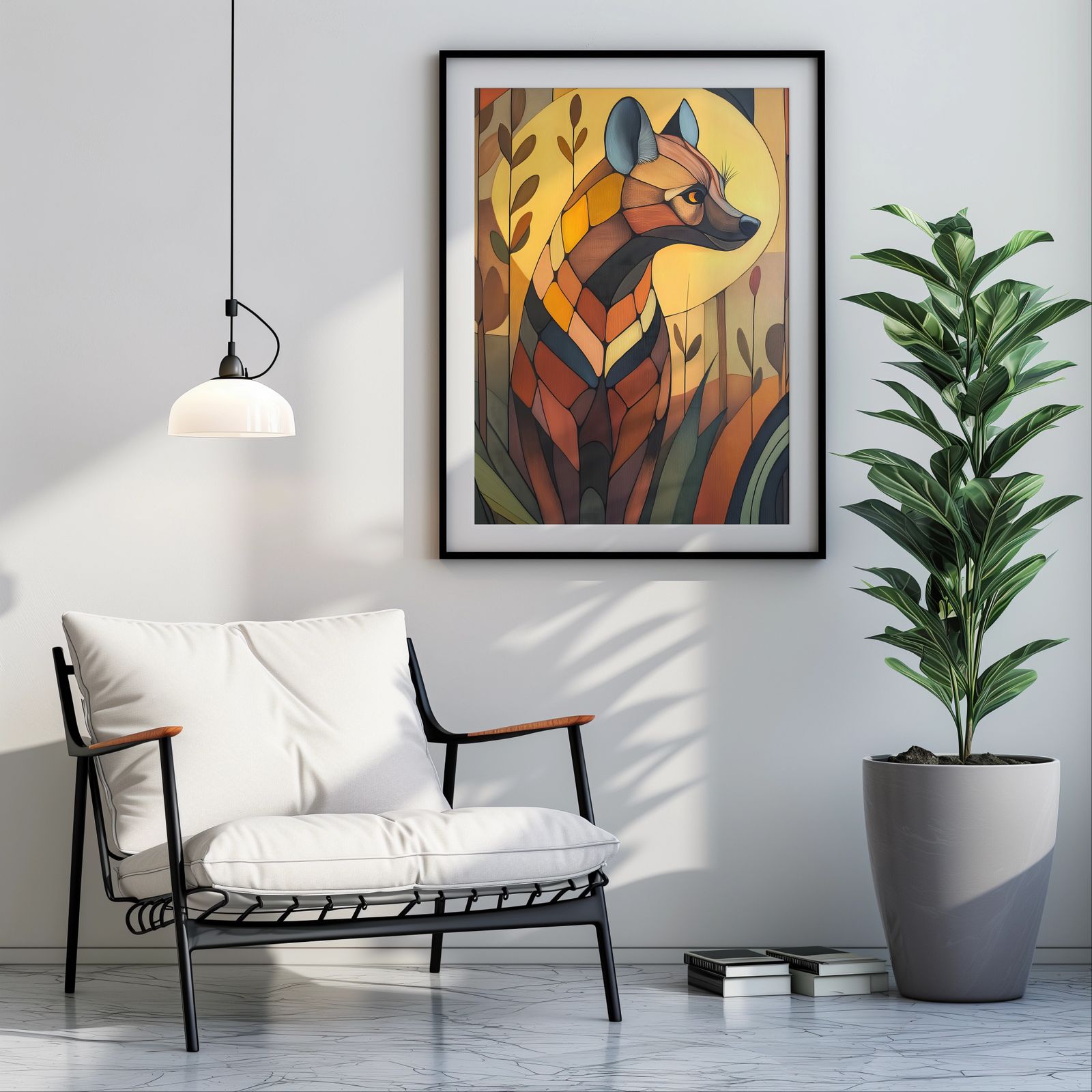 Art Deco Hyena shown in a room — room mockup