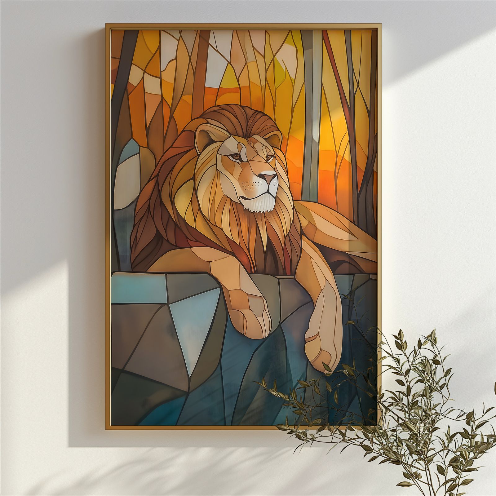 Art Deco Lion shown in a room — branch mockup