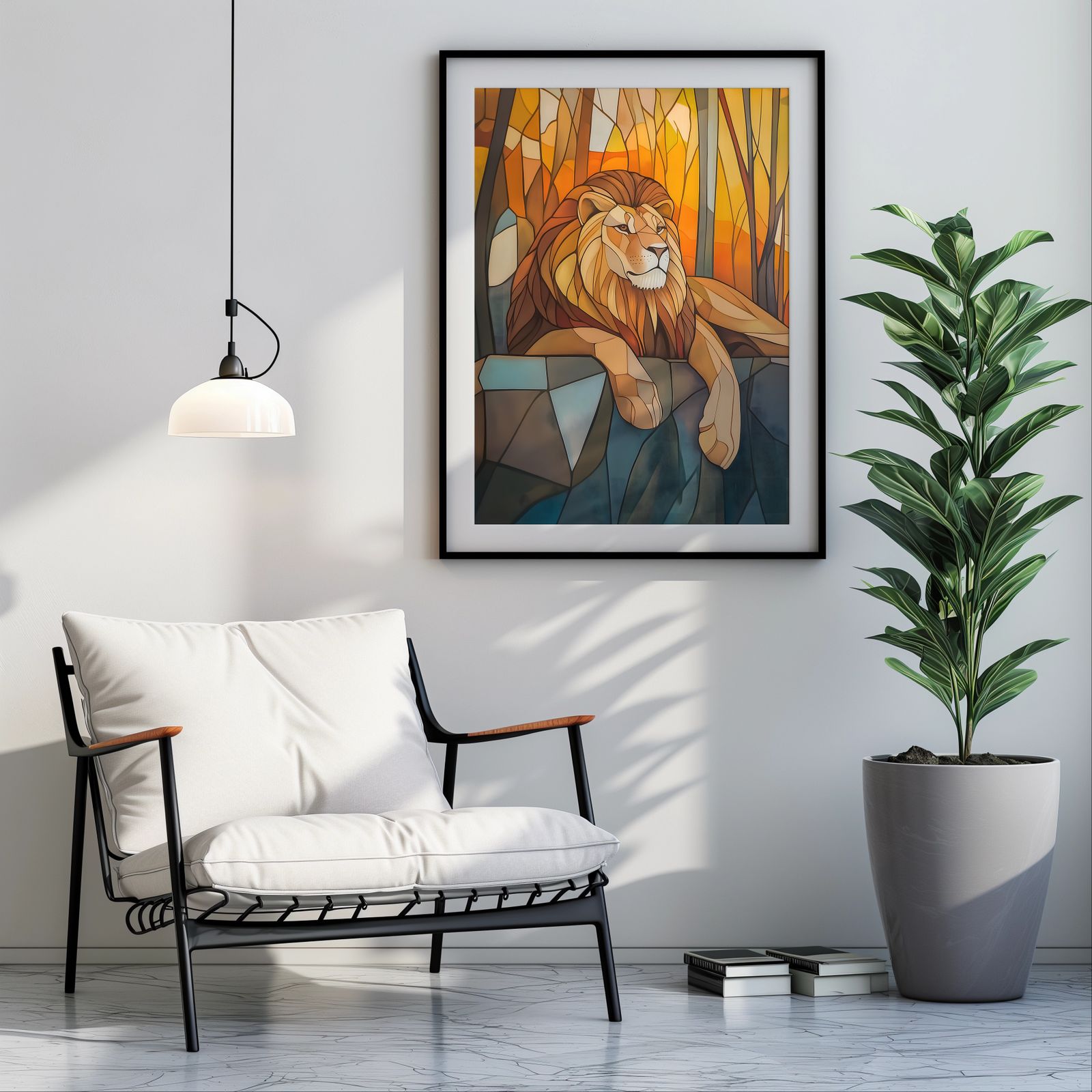 Art Deco Lion shown in a room — room mockup