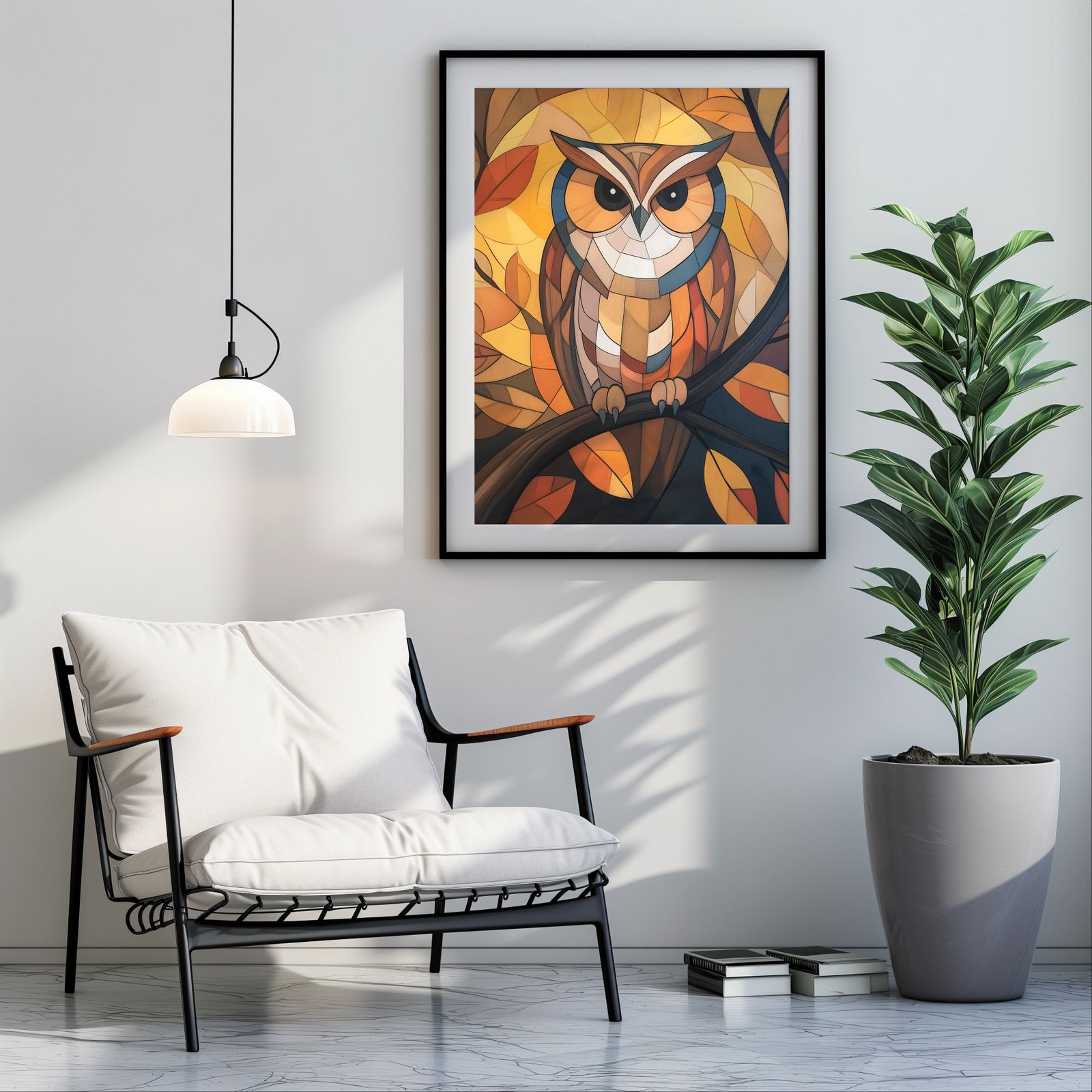 Art Deco Owl shown in a room — room mockup
