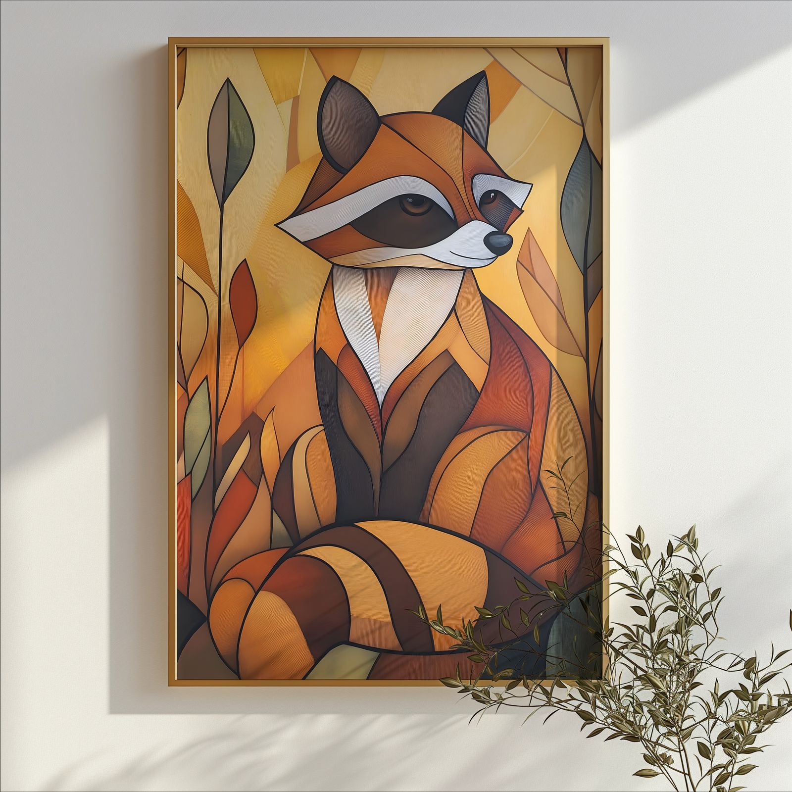 Art Deco Raccoon shown in a room — branch mockup