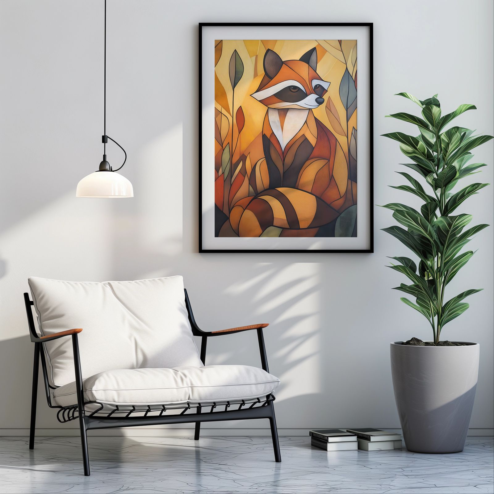 Art Deco Raccoon shown in a room — room mockup