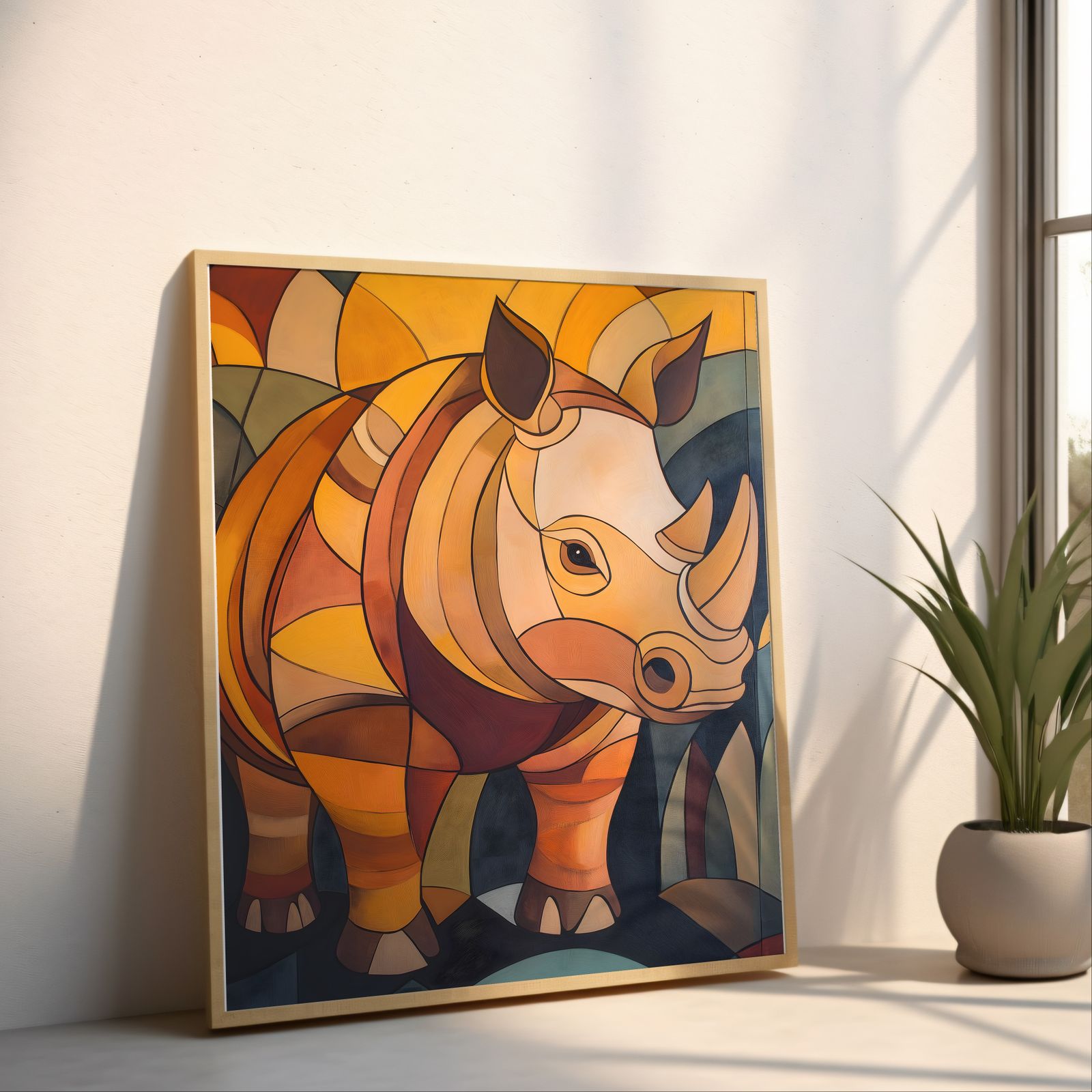 Art Deco Rhino shown in a room — angled mockup