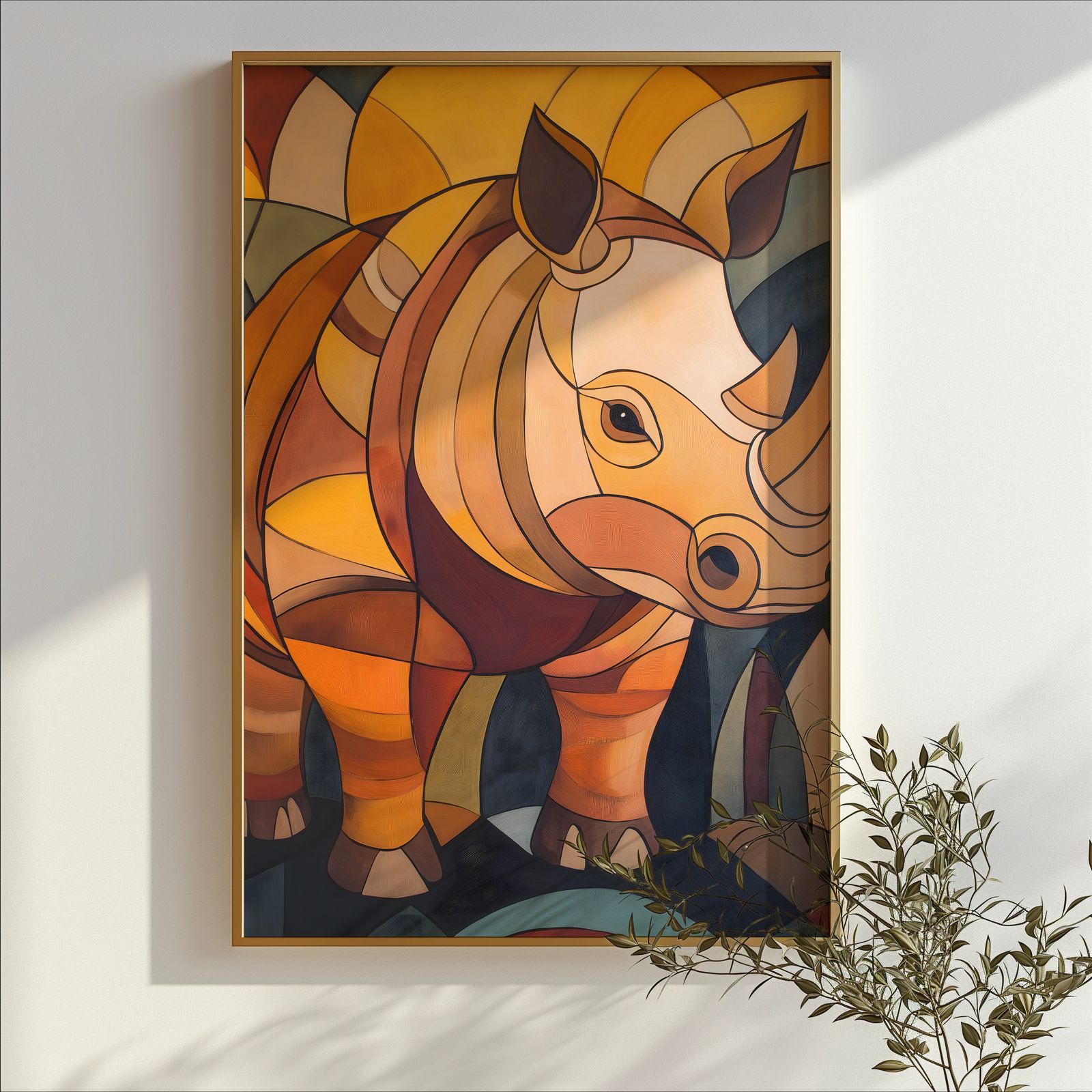Art Deco Rhino shown in a room — branch mockup