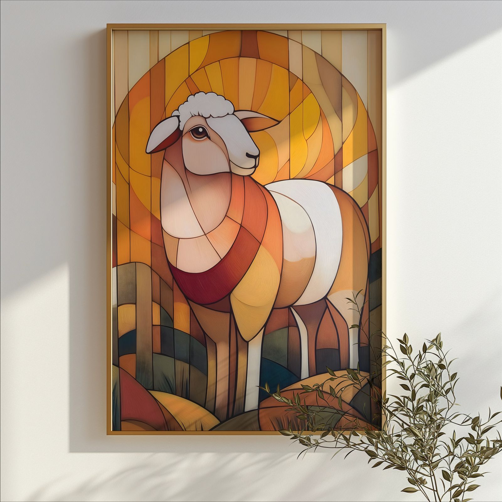 Art Deco Sheep shown in a room — branch mockup