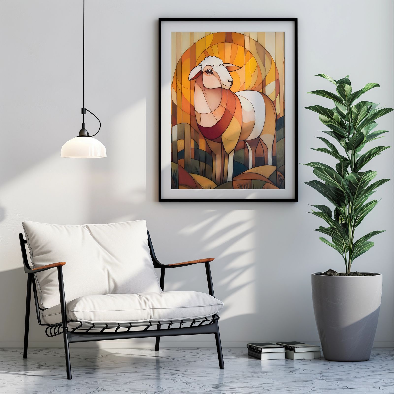 Art Deco Sheep shown in a room — room mockup