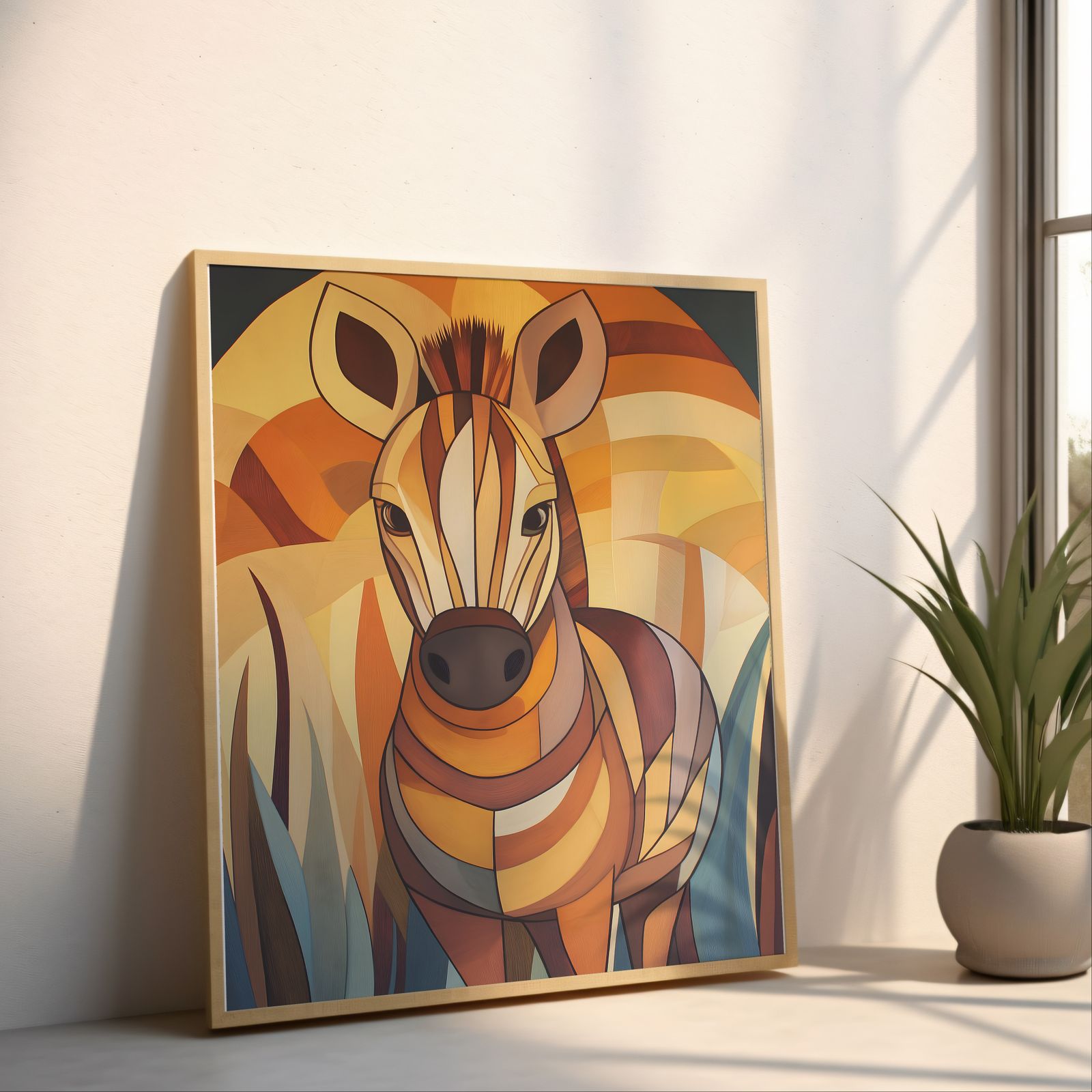 Art Deco Zebra shown in a room — angled mockup