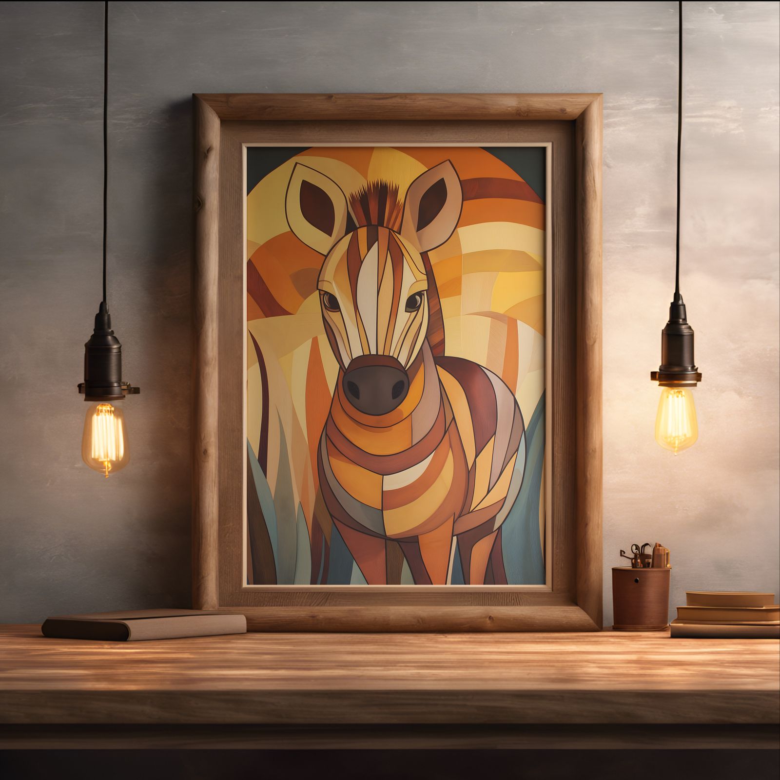 Art Deco Zebra shown in a room — desk mockup