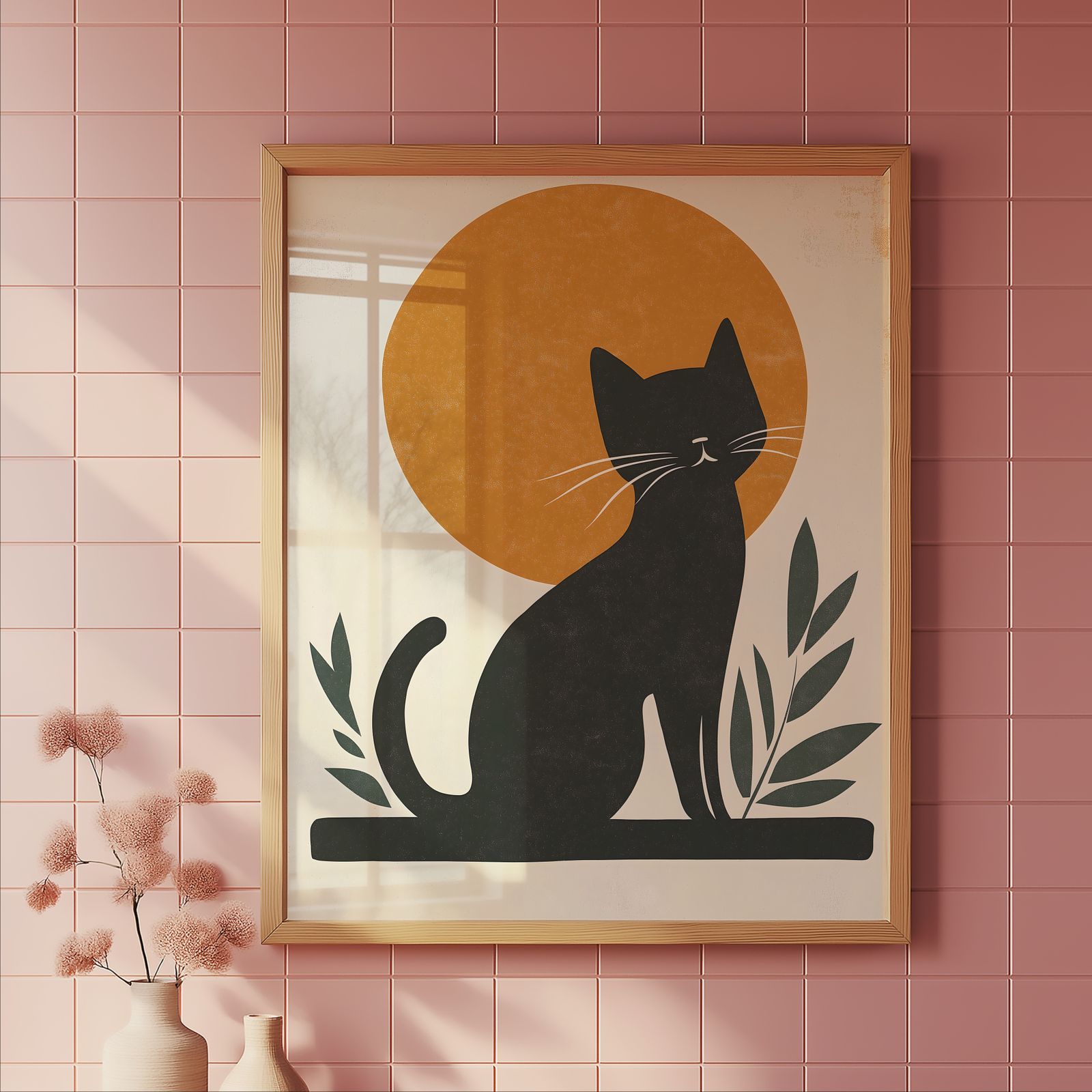Bauhaus Cat shown in a room — tile mockup