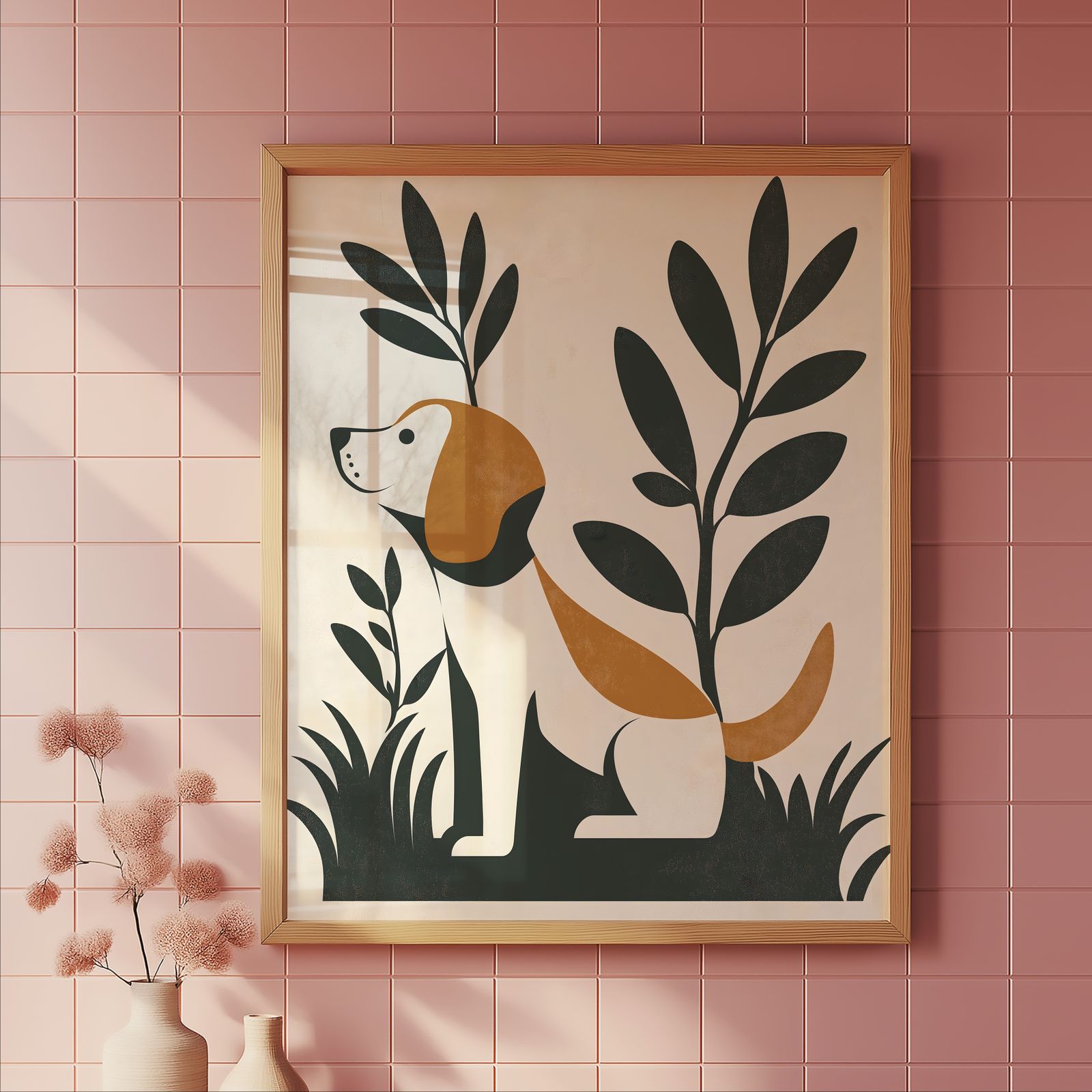 Bauhaus Dog shown in a room — tile mockup