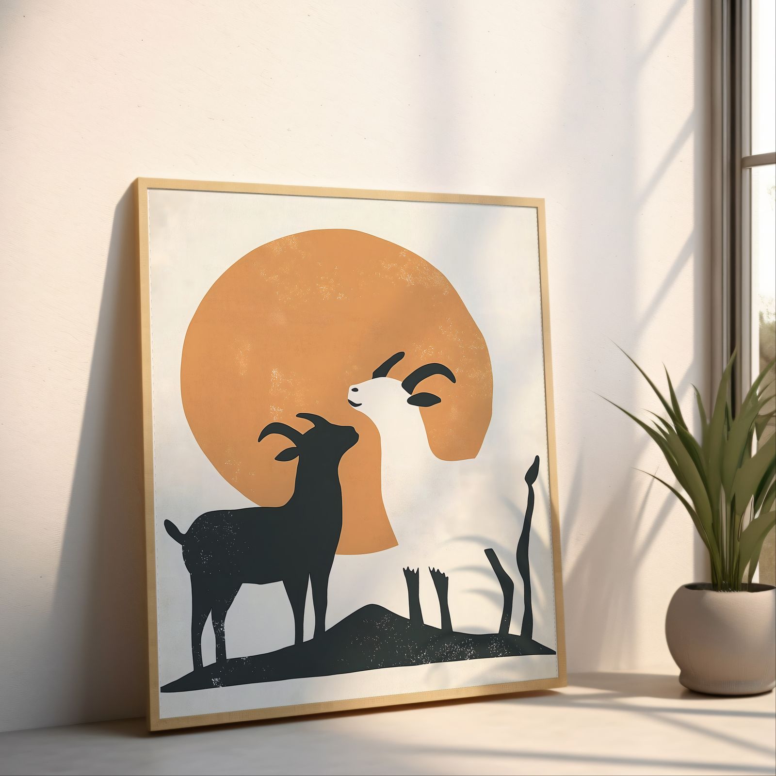 Bauhaus Goats shown in a room — angled mockup