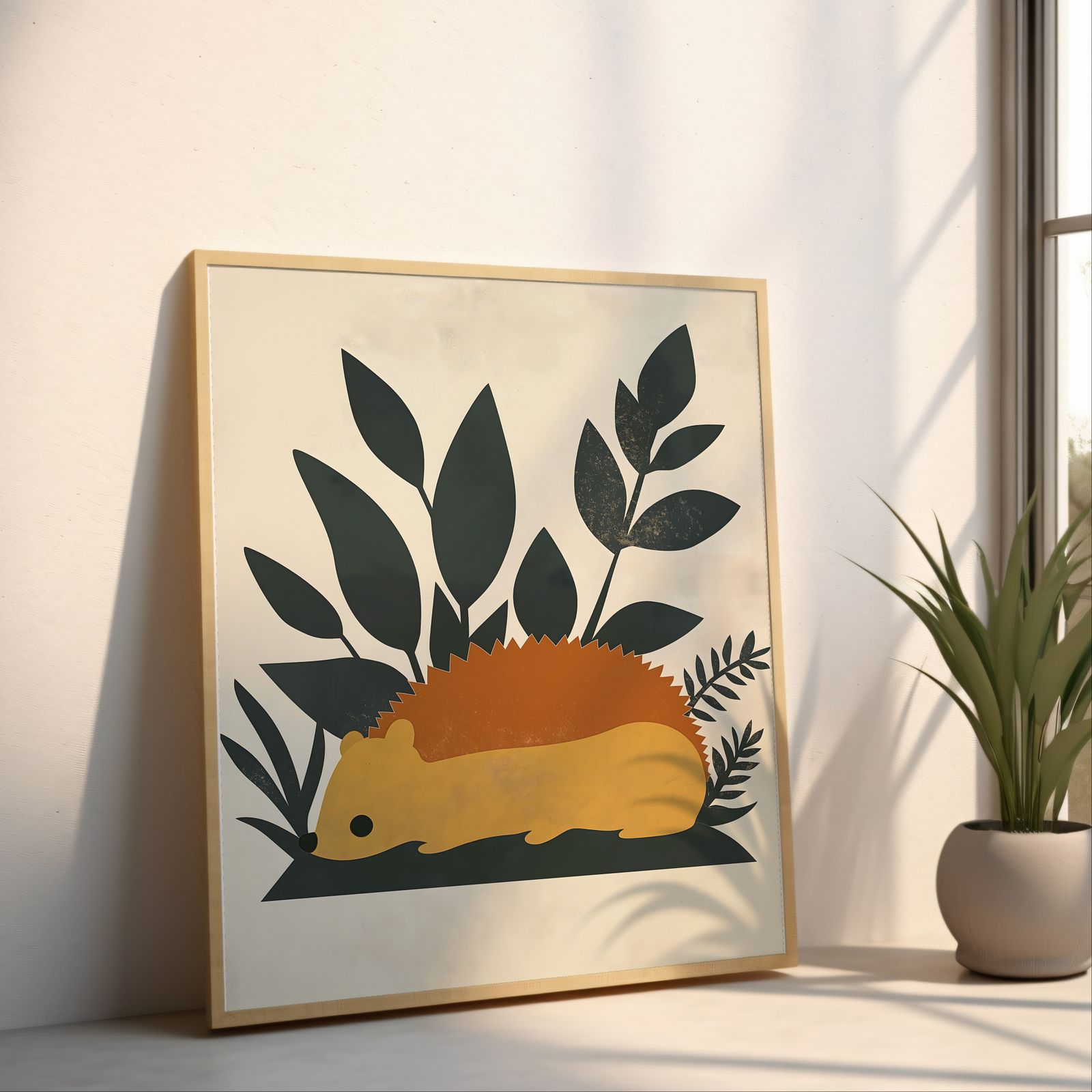 Bauhaus Hedgehog shown in a room — angled mockup