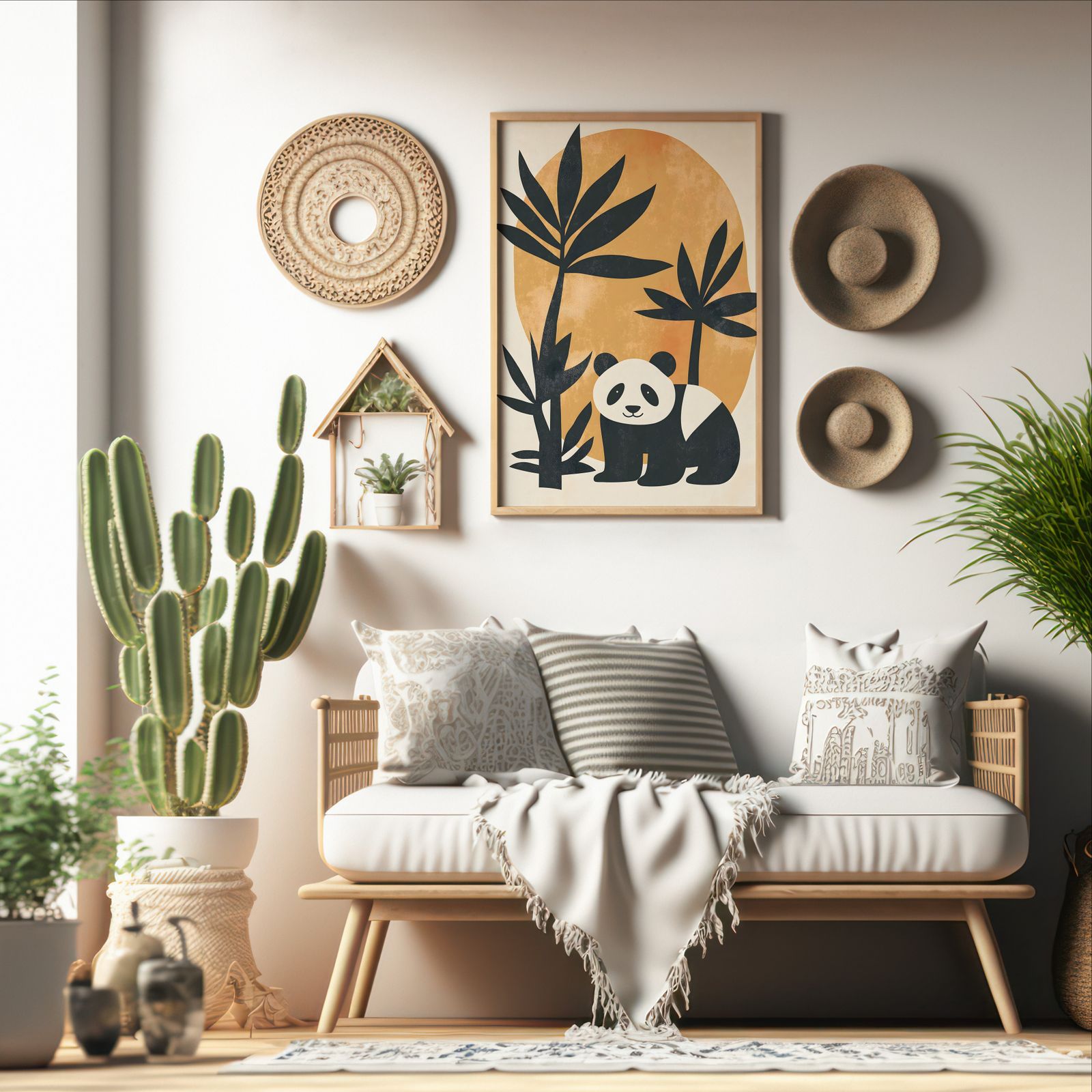 Bauhaus Panda shown in a room — boho mockup