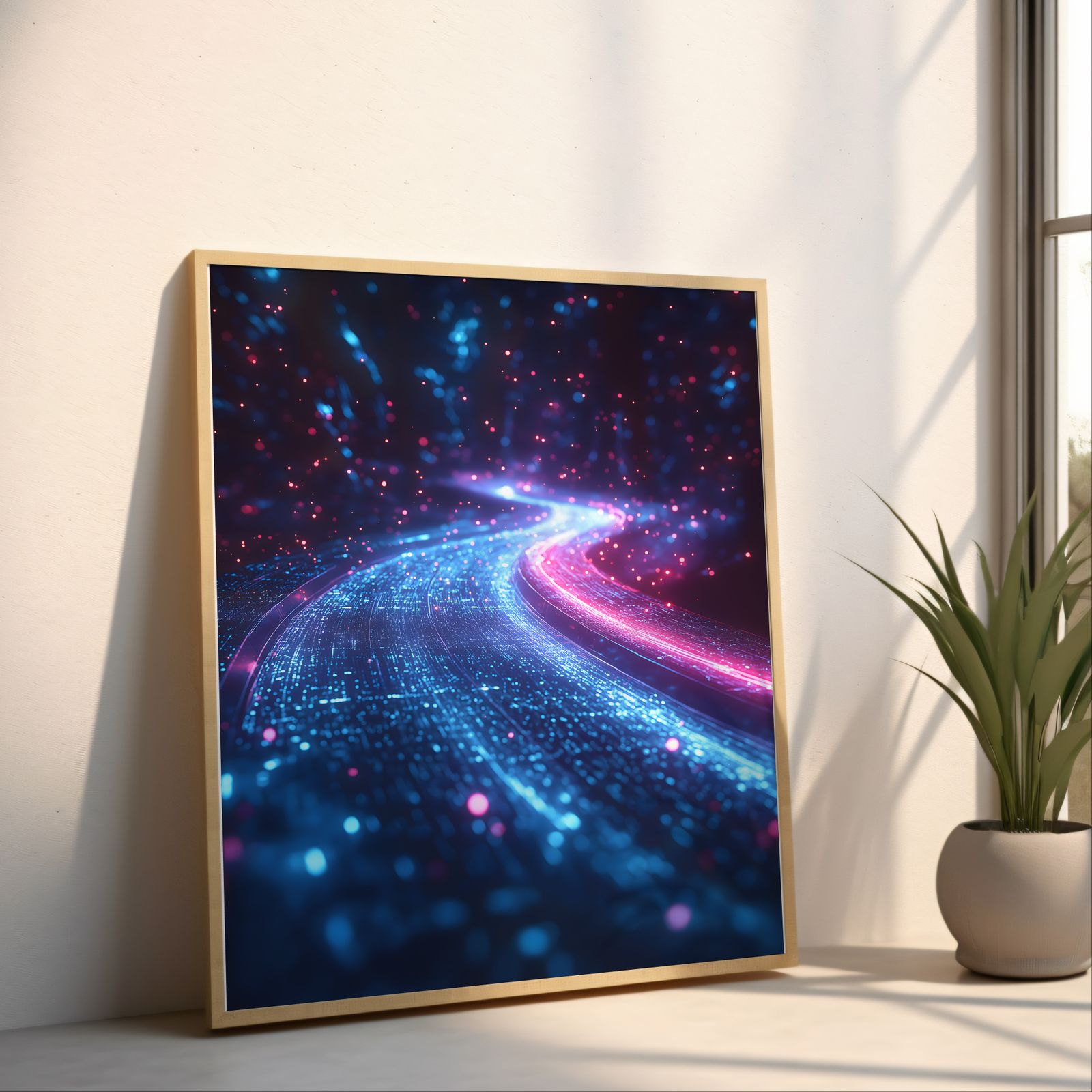 Bits in Motion shown in a room — angled mockup