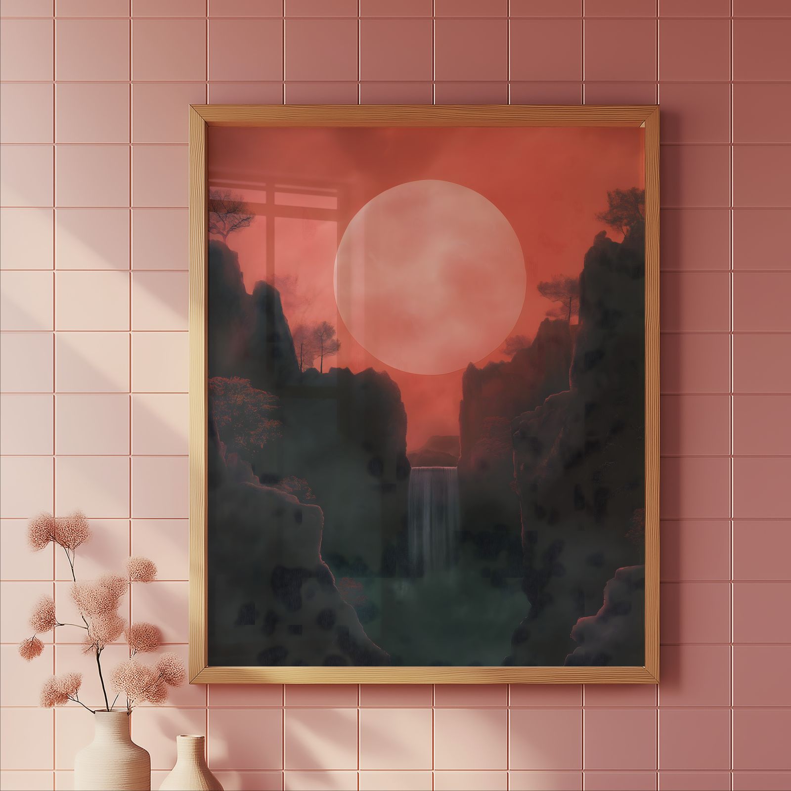 Blood Moon Waterfall shown in a room — tile mockup