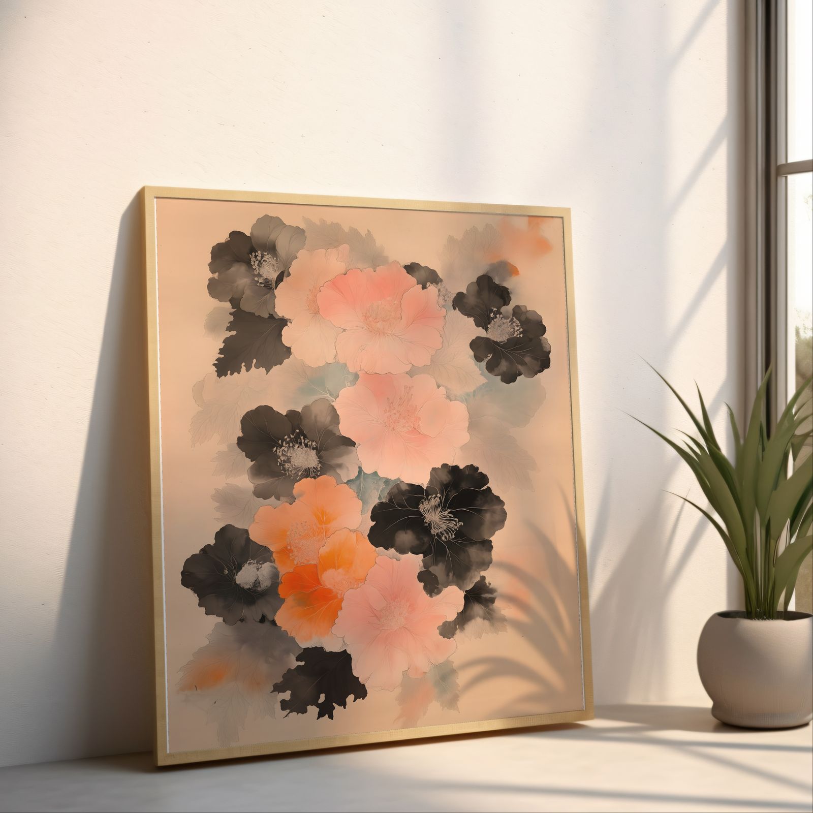 Blossoms in Bloom shown in a room — angled mockup