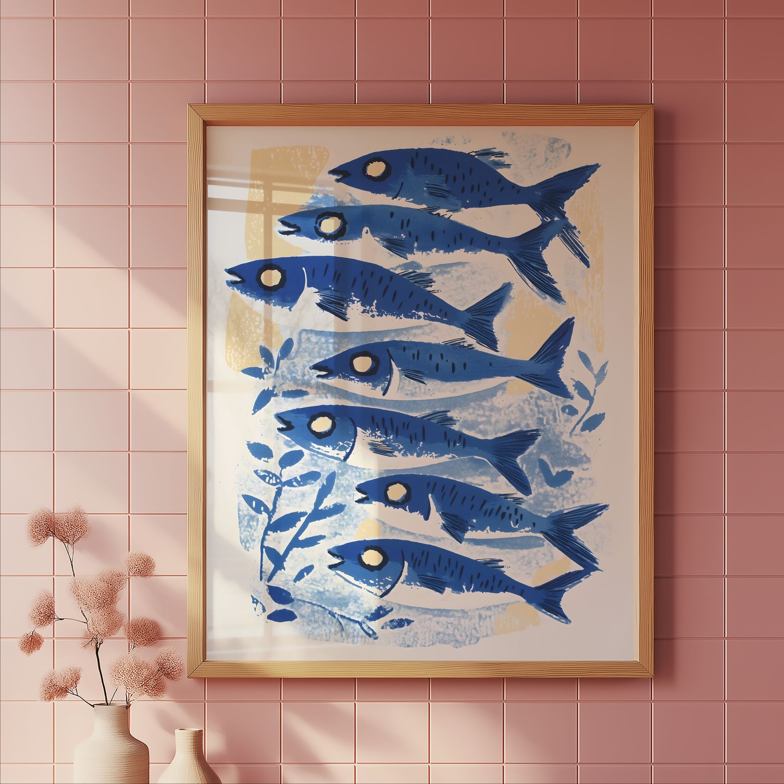 Blue Sardines shown in a room — tile mockup