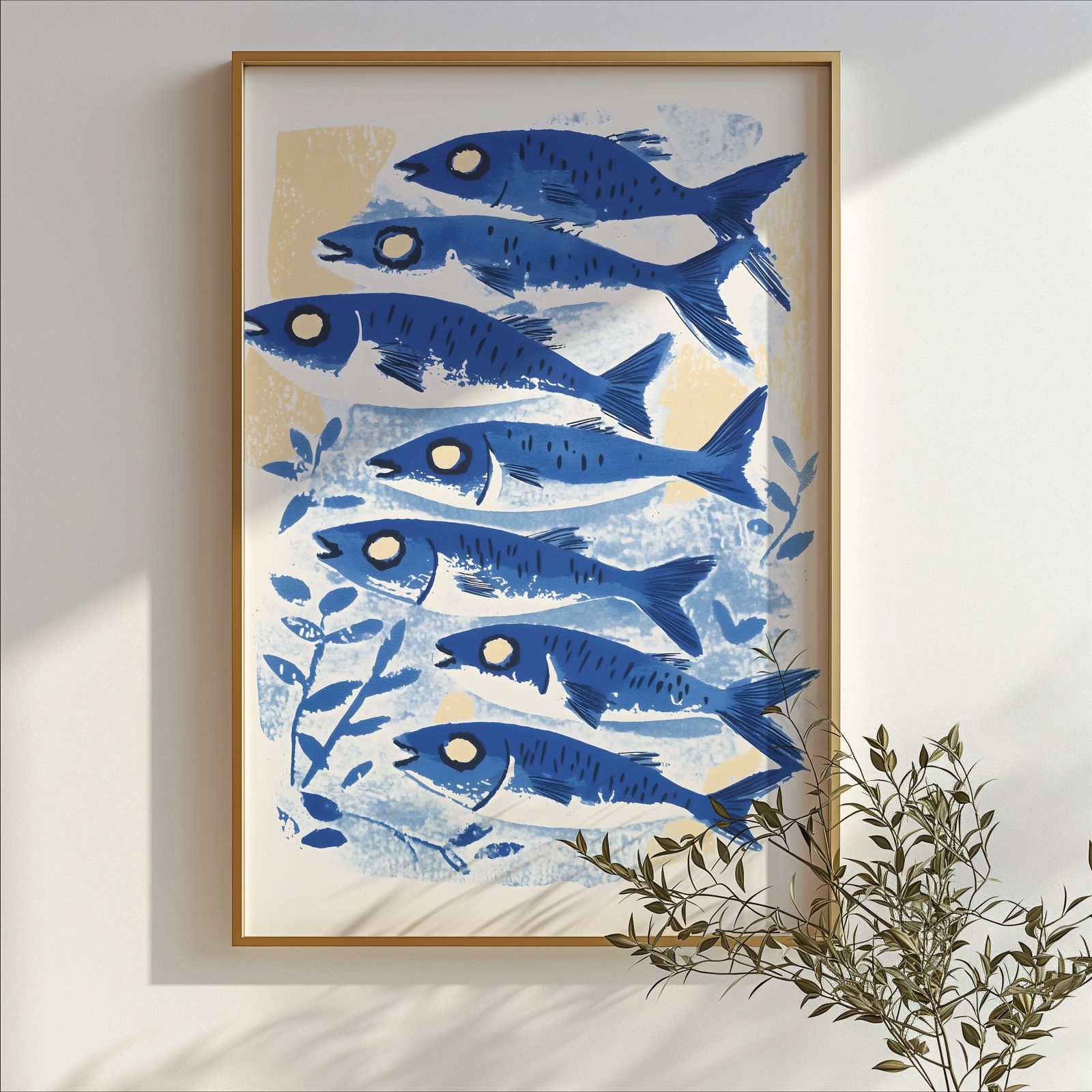Blue Sardines shown in a room — branch mockup