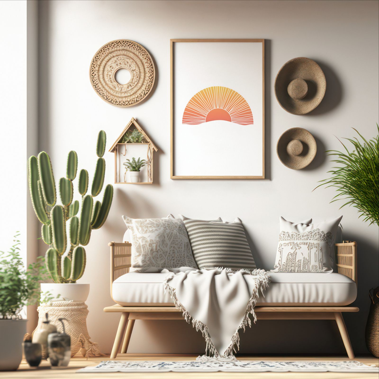 Boho Sunrise shown in a room — boho mockup