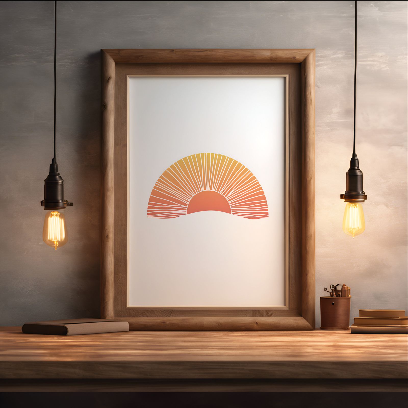 Boho Sunrise shown in a room — desk mockup