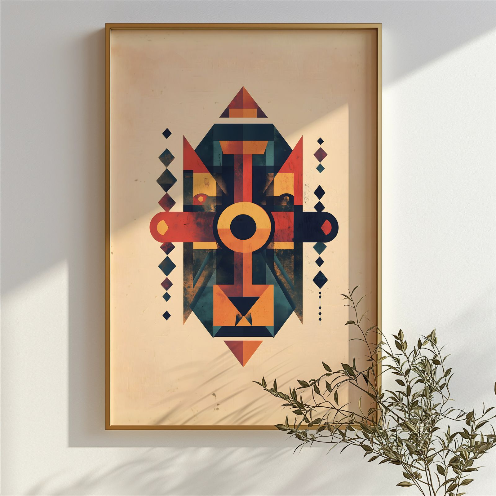 Bold Geometric Totem shown in a room — branch mockup
