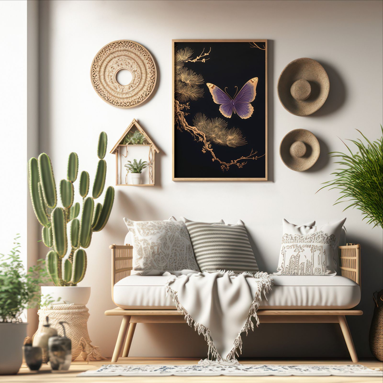 Butterfly Negative shown in a room — boho mockup