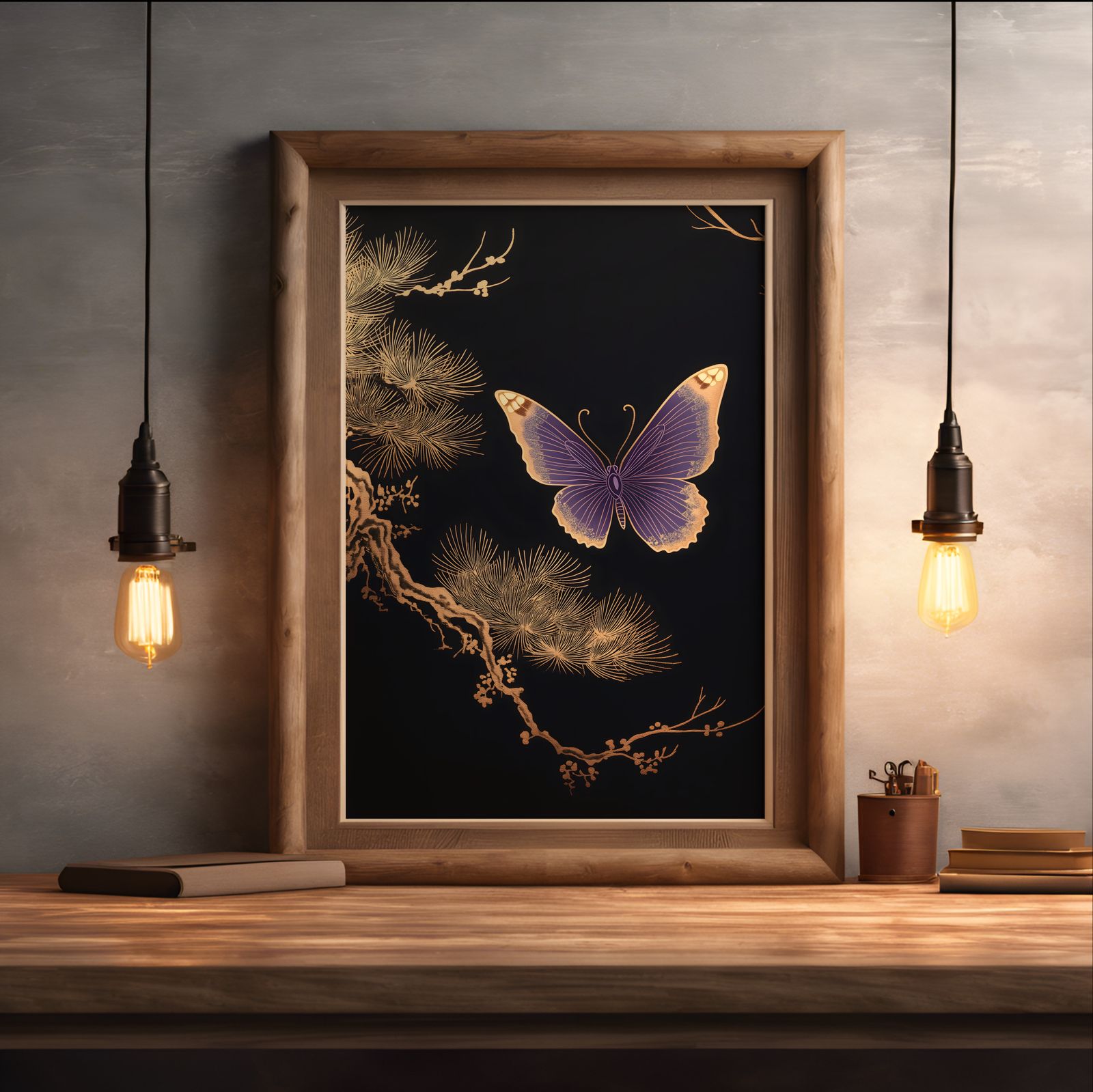 Butterfly Negative shown in a room — desk mockup