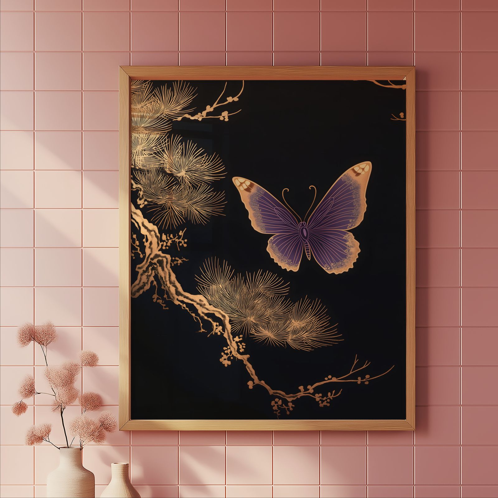 Butterfly Negative shown in a room — tile mockup