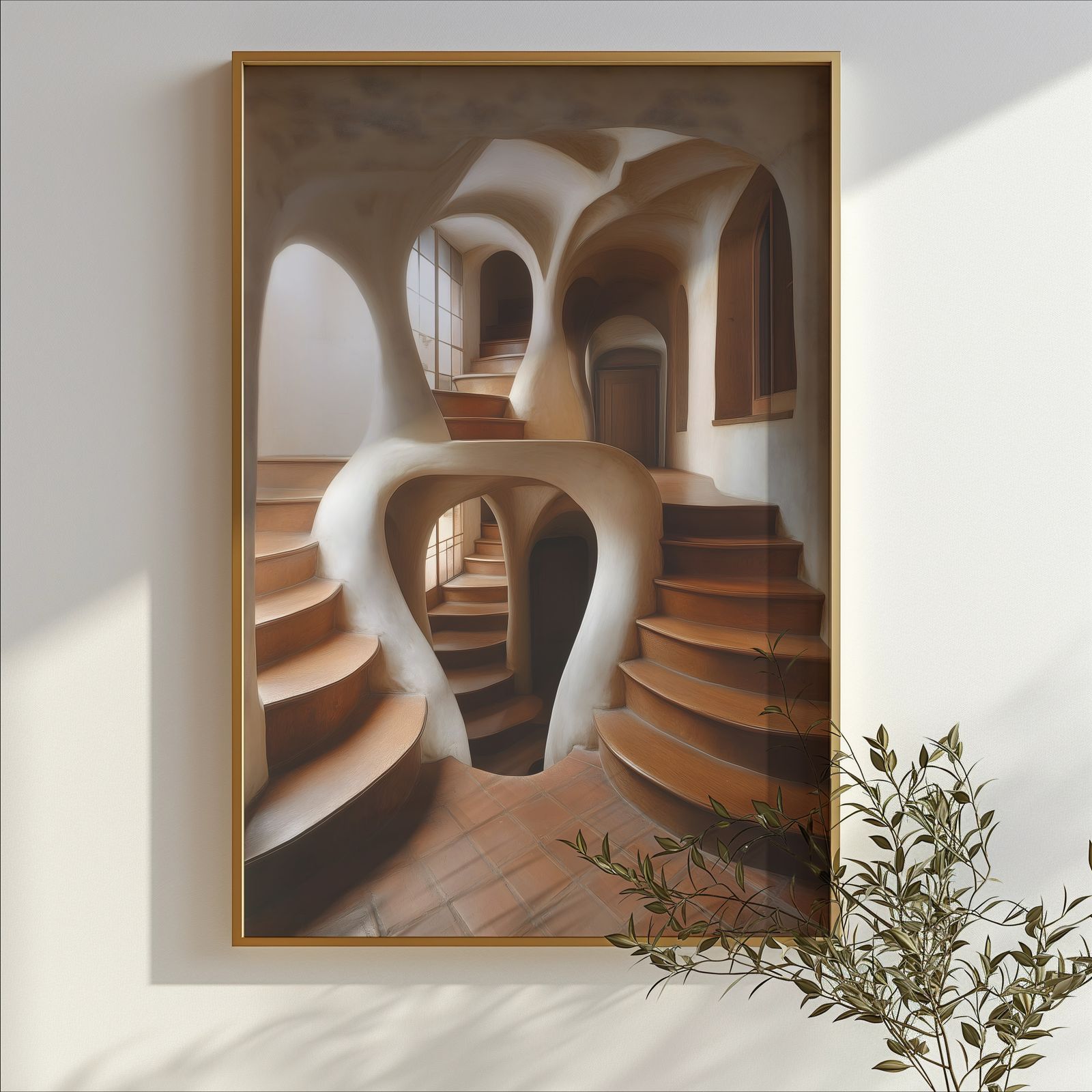Catacomb Stairs shown in a room — branch mockup