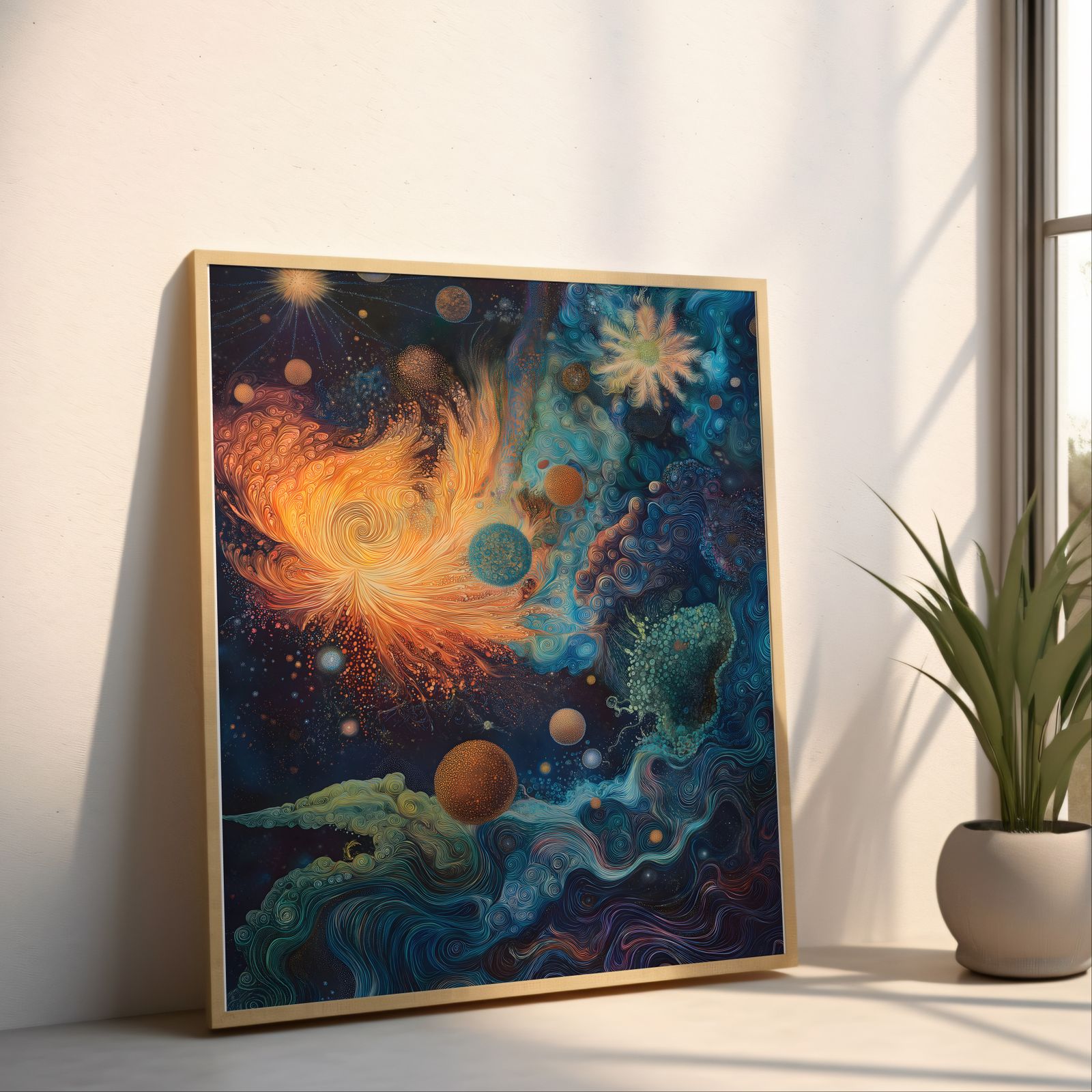 Celestial Symphony shown in a room — angled mockup