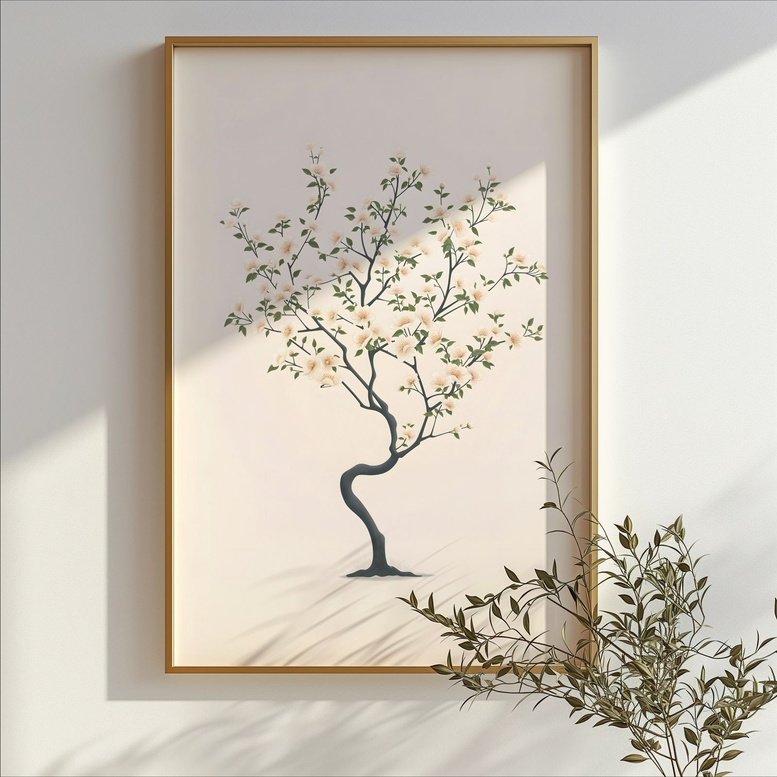 Charming Cherry Blossom Tree shown in a room — branch mockup