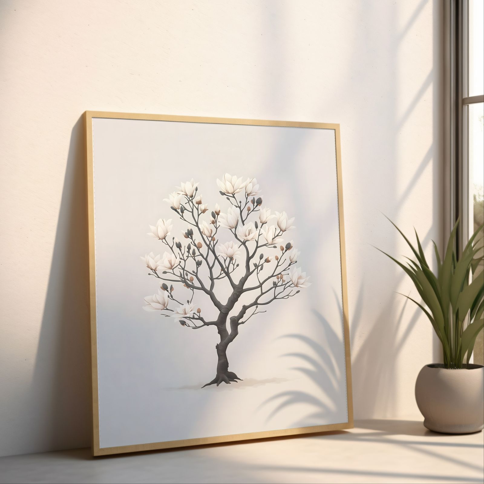 Charming Magnolia Tree shown in a room — angled mockup