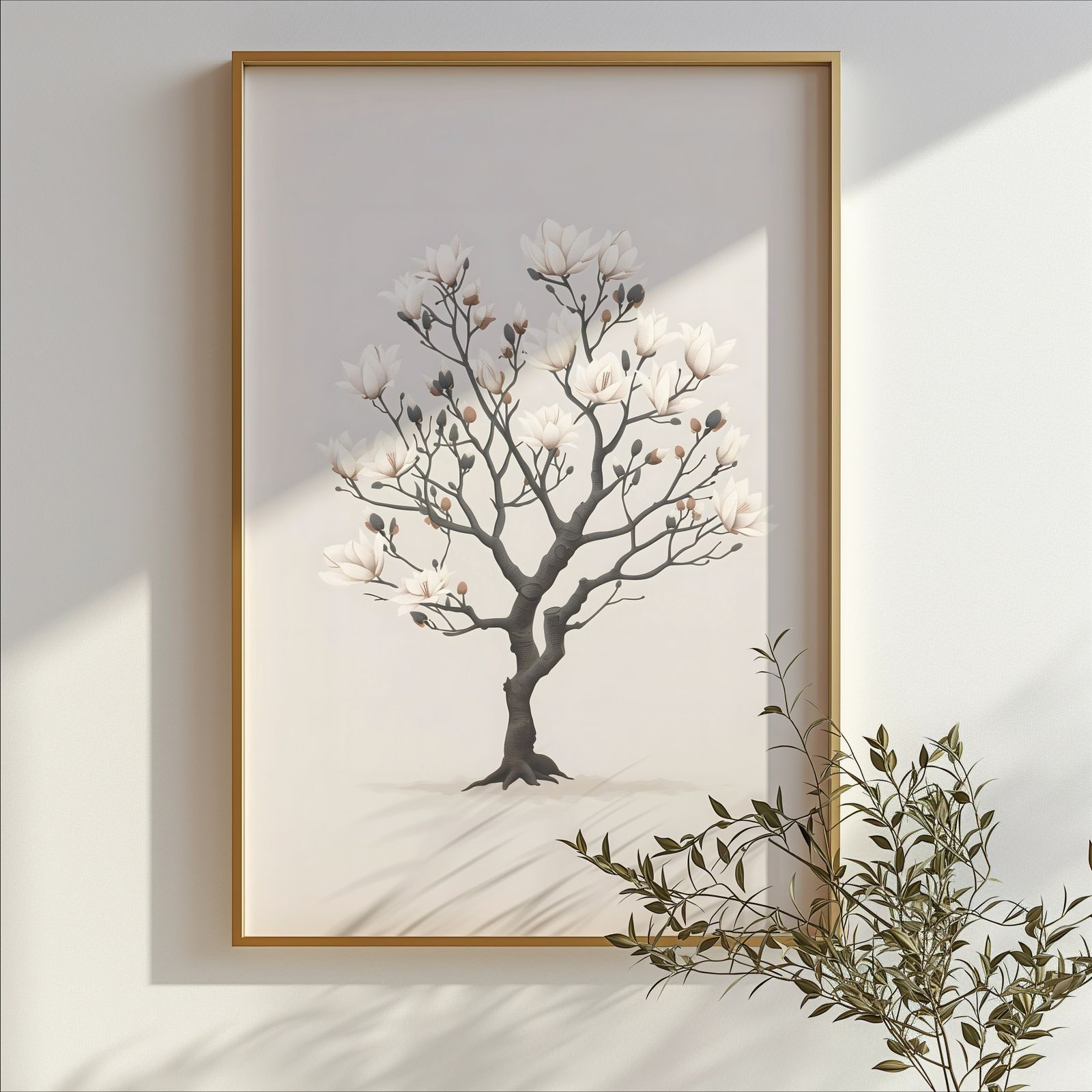 Charming Magnolia Tree shown in a room — branch mockup
