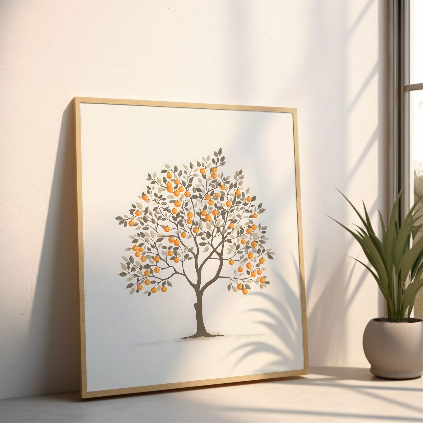 Charming Orange Tree shown in a room — angled mockup